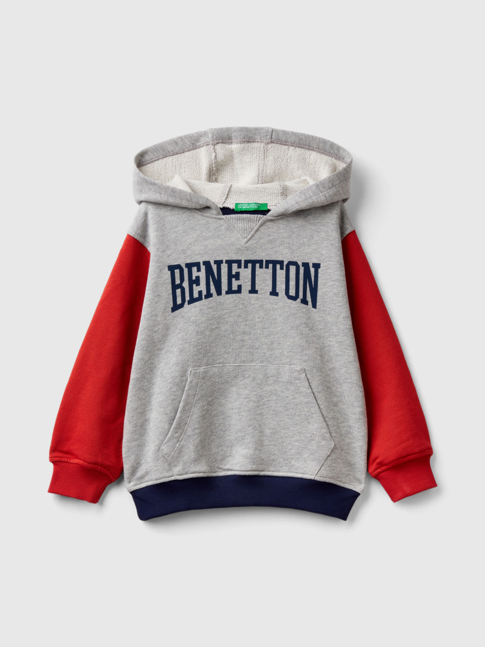 Benetton, Sweat 100 % Coton À Capuche, Multicolore, Enfants