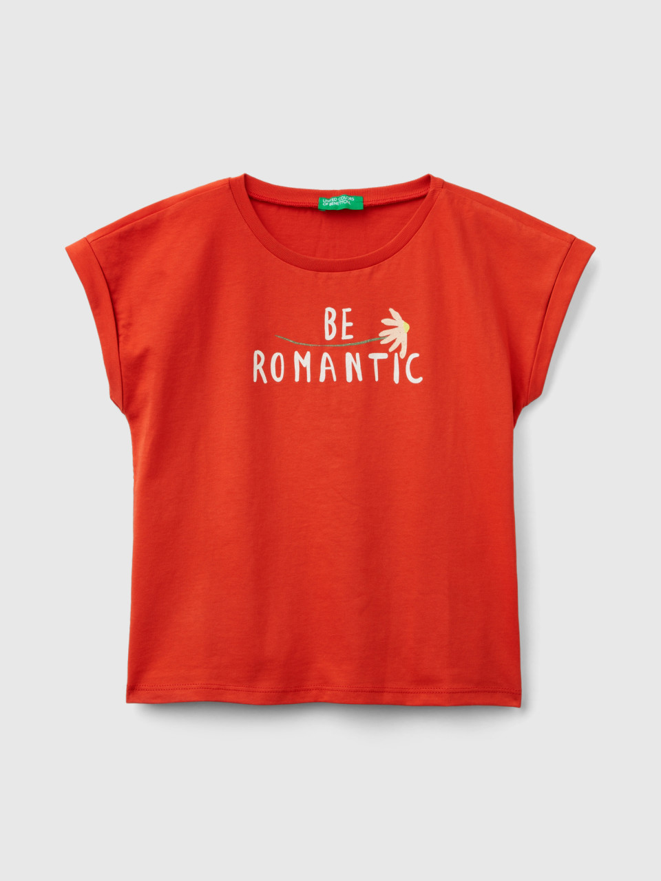 Benetton, Regular Fit T-shirt In Organic Cotton, Red, Kids