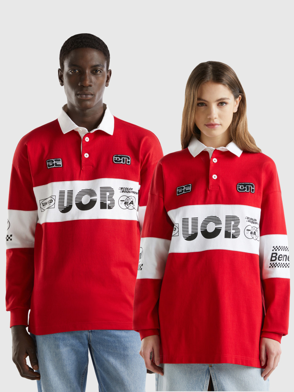 Benetton, Polo De Rugby Rouge, Rouge, Femme