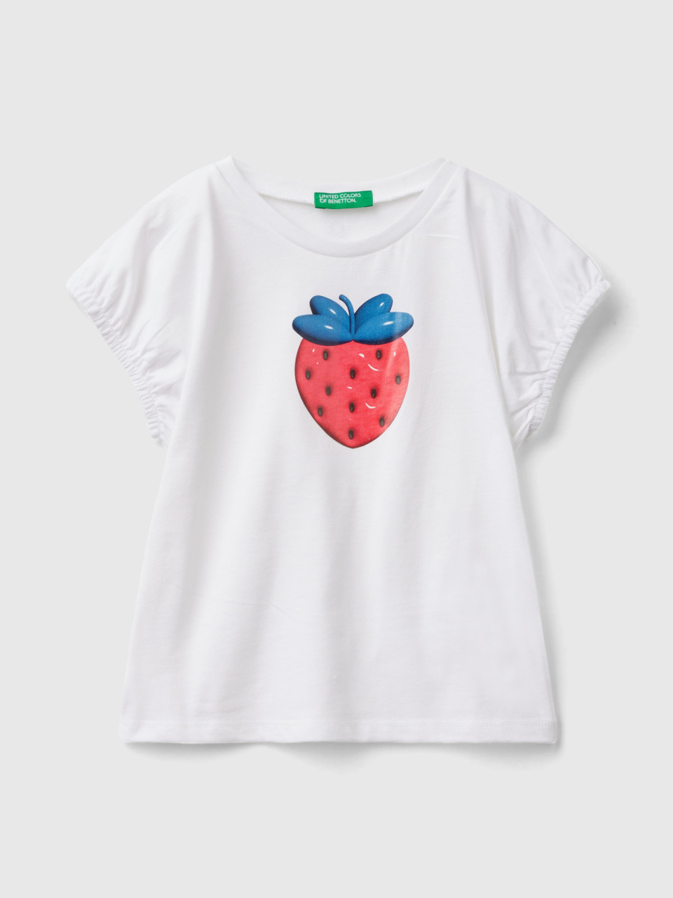 Benetton, T-shirt With Balloon Effect Print, White, Kids