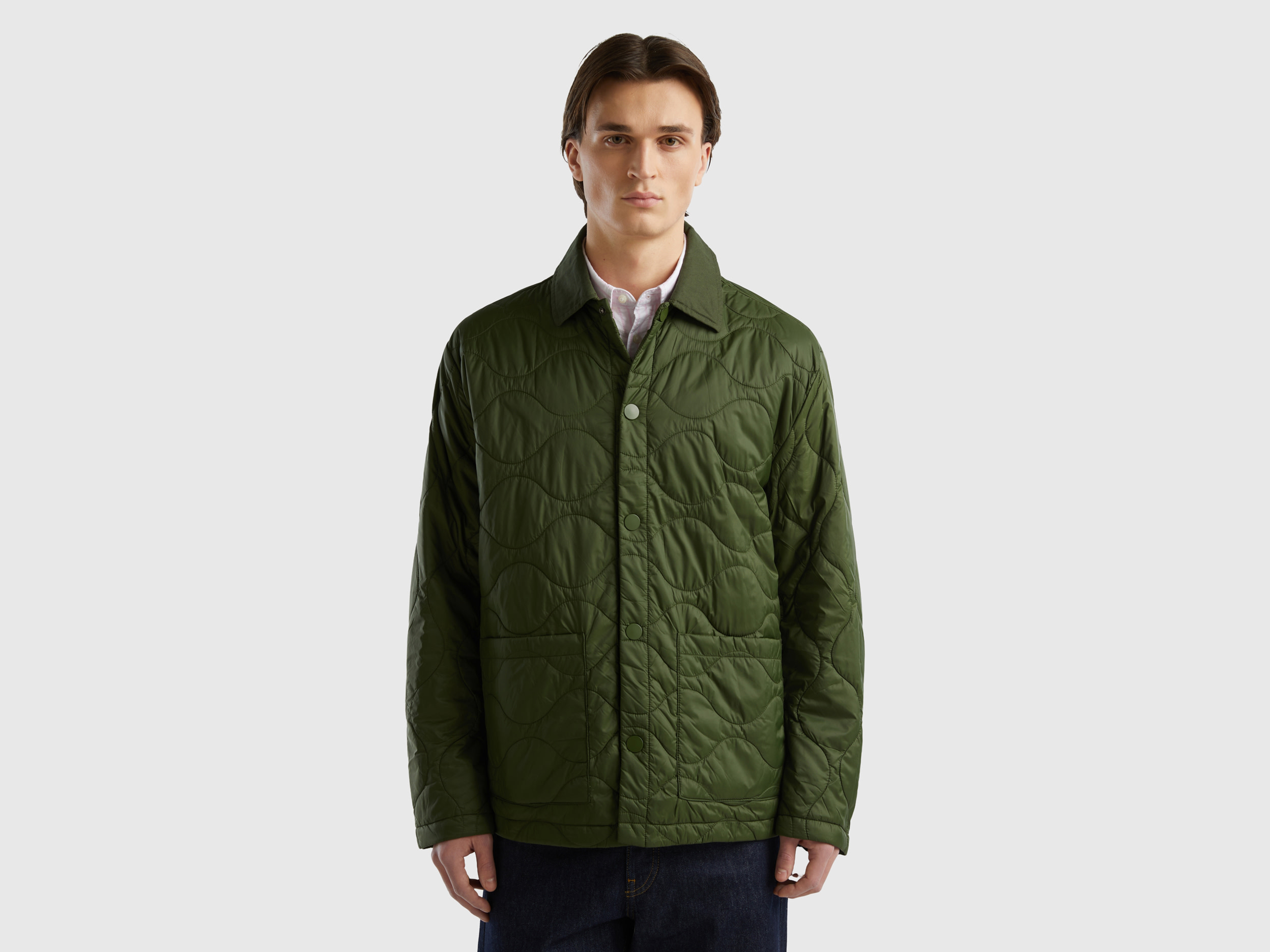 Benetton, Quilted Jacket With Collar, size S, , Men