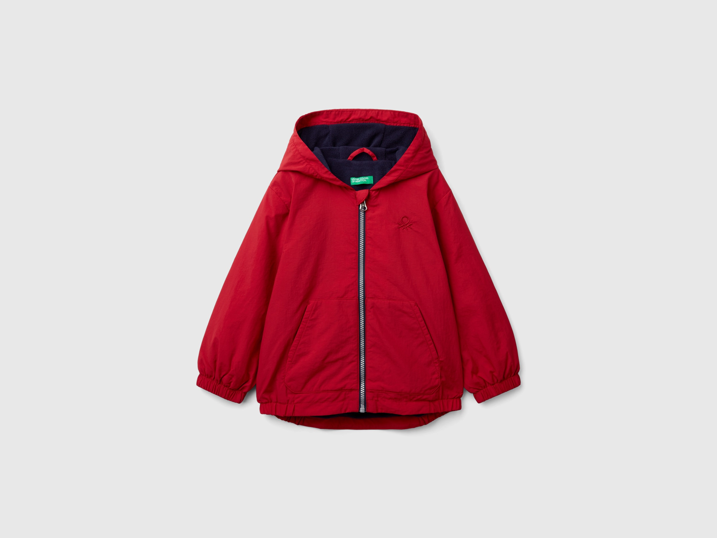 Benetton, Giubbino Con Cappuccio Oversize, Rosso, Bambini