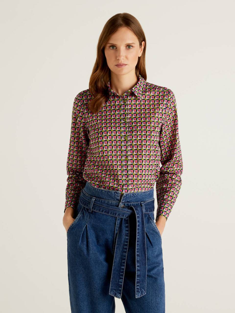 Benetton Multicolor pattern shirt in 100% cotton. 1
