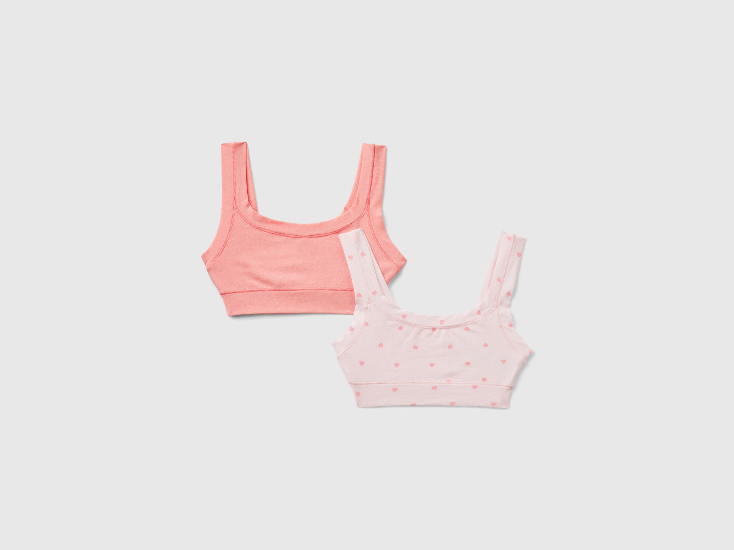 Benetton, Due Brassiere In Misto Cotone Bio Super Stretch, Multicolore, Bambini