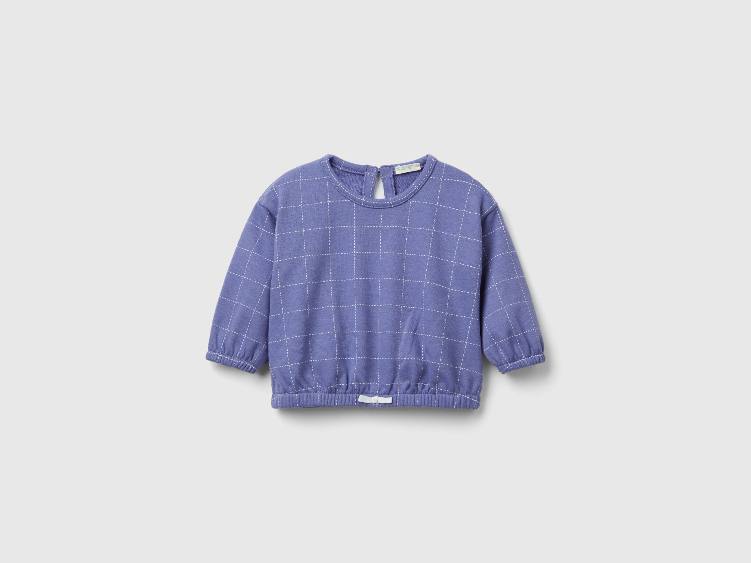 Benetton, Check Sweatshirt With Bow, size 6-9, Violet, Kids