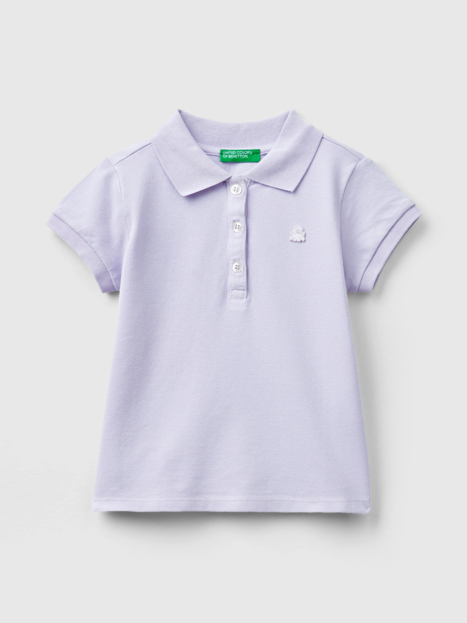 Benetton, Regular Fit Polo In Organic Cotton, Lilac, Kids