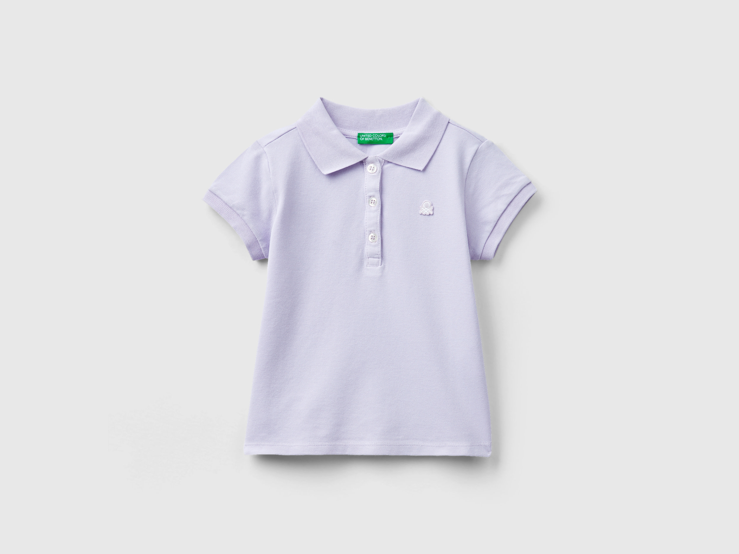 Image of Benetton, Regular Fit Polo In Organic Cotton, size 90, Lilac, Kids