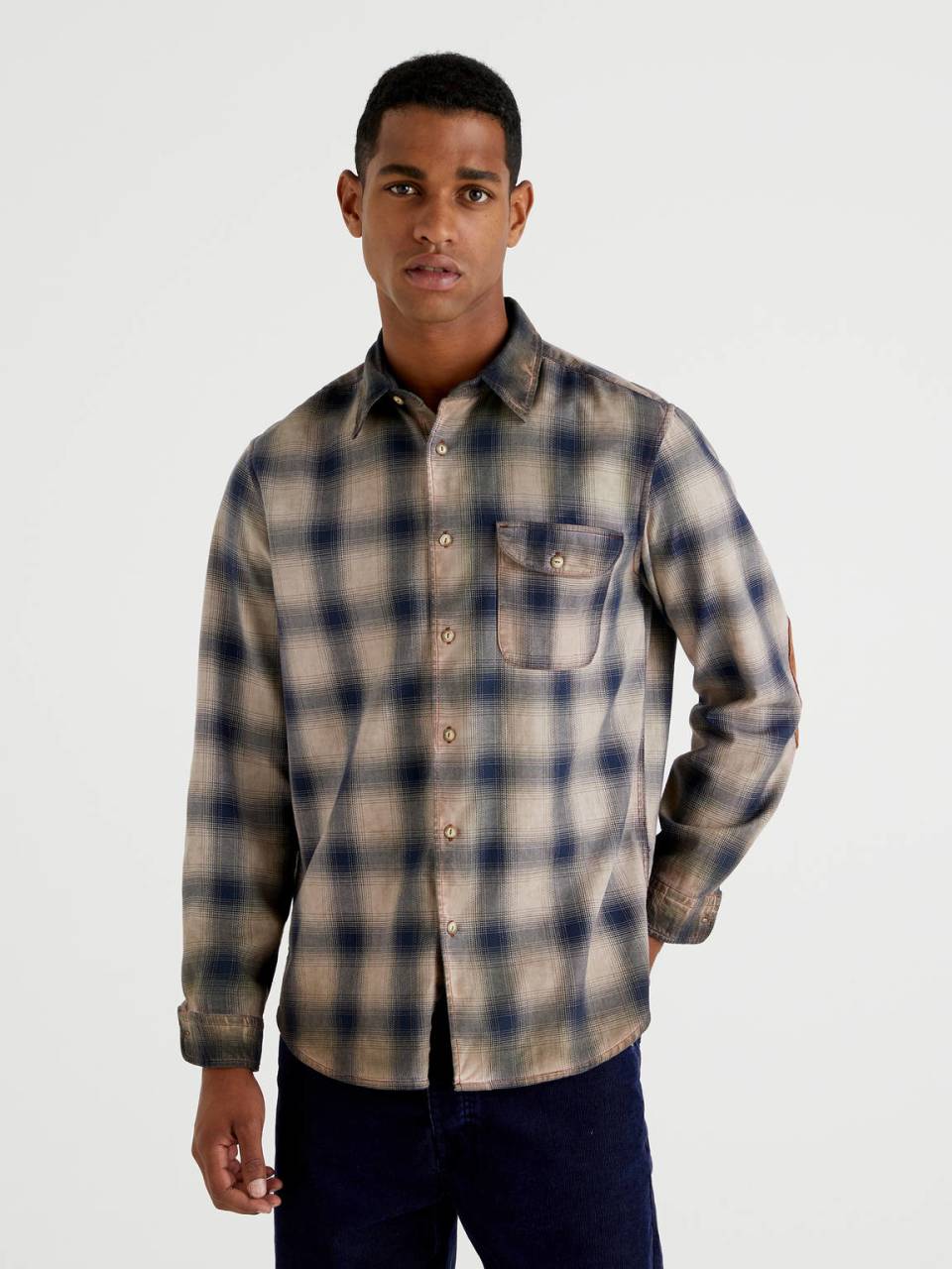 Benetton Check shirt with patches. 1