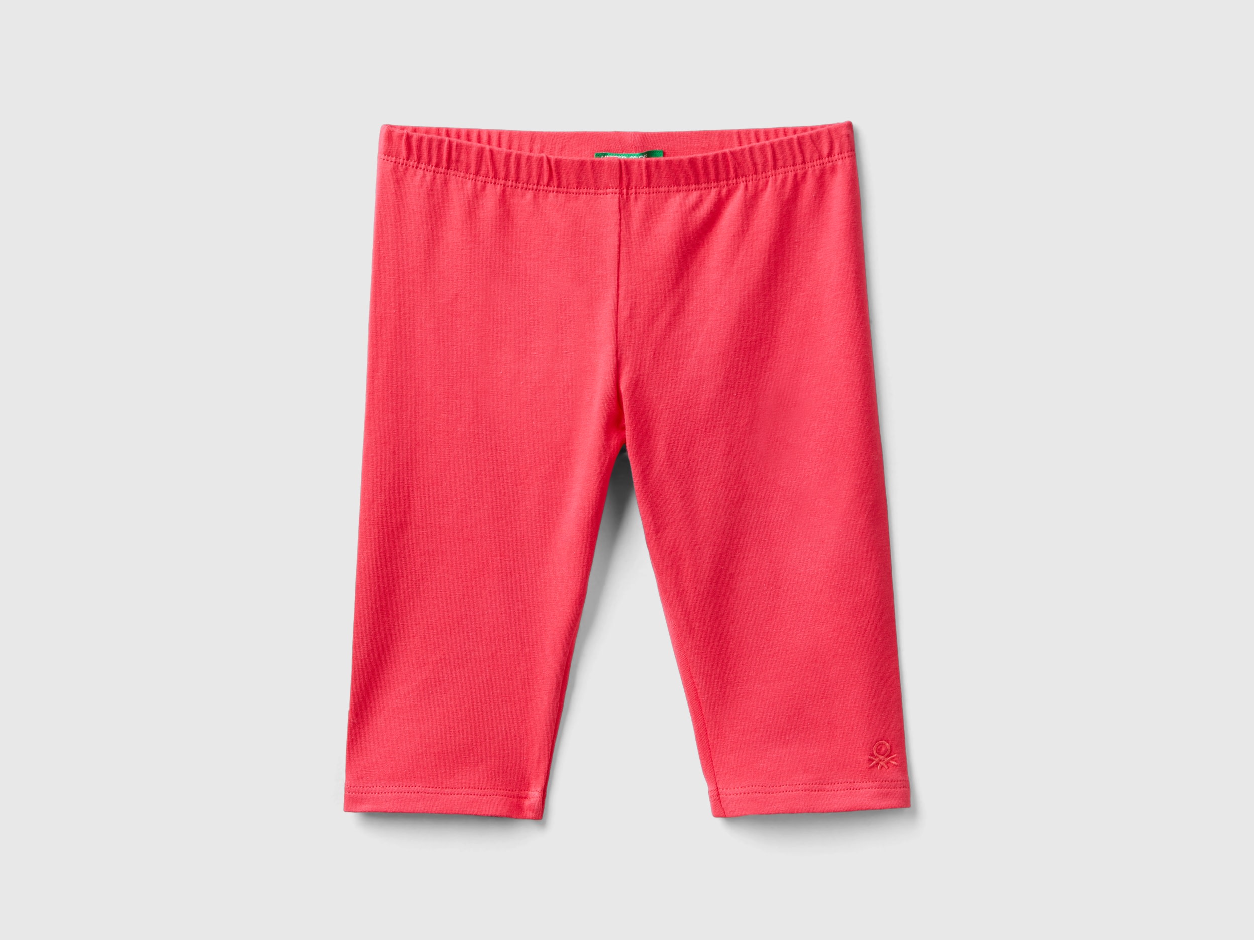 Benetton, Leggings A 3/4 In Cotone Stretch, Fucsia, Bambini