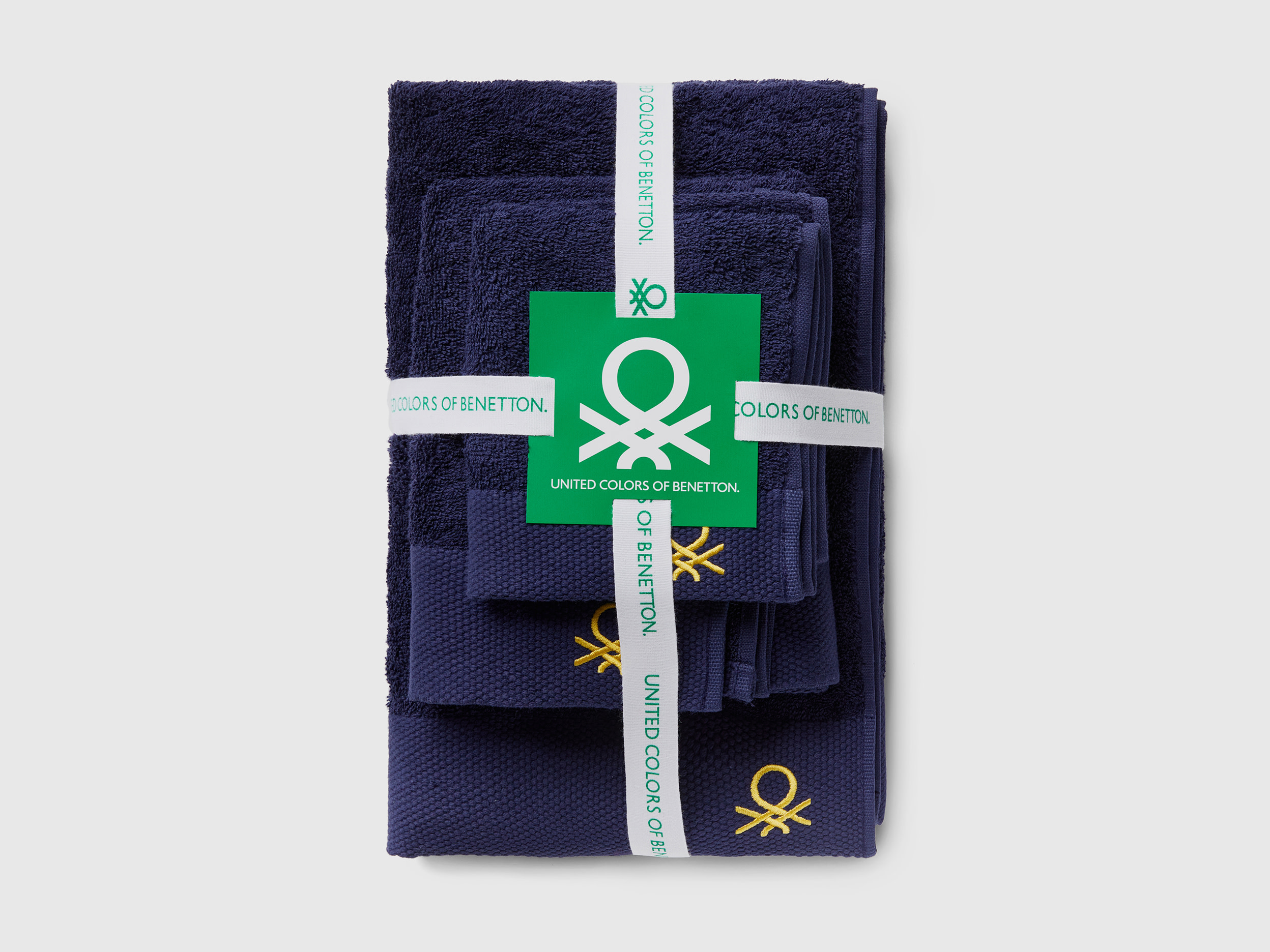 Benetton, Dark Blue Towel Set In 100% Cotton, size OS, Dark Blue, Benetton Home