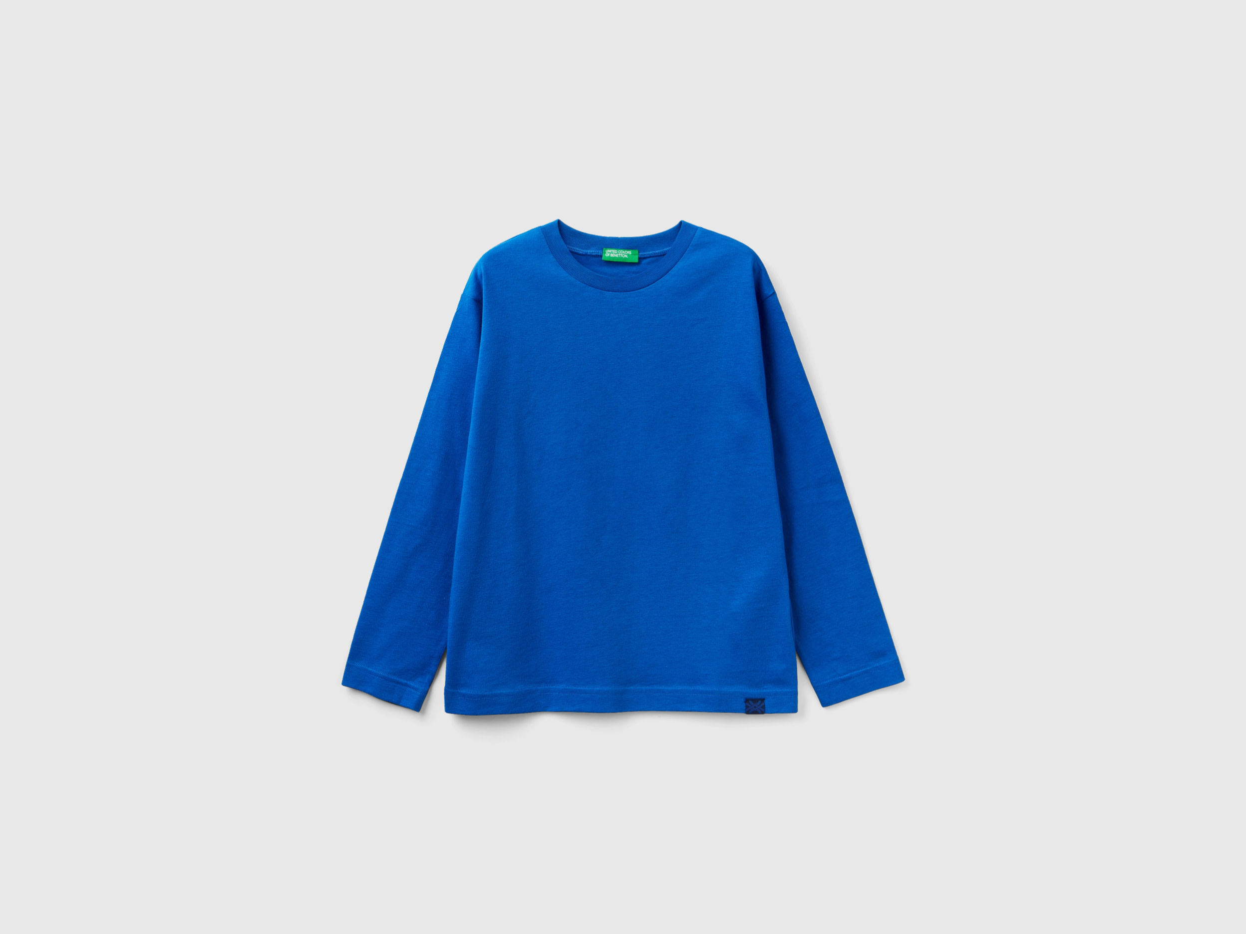 Benetton, 100% Organic Cotton Crew Neck T-shirt, size 3XL, Bright Blue, Kids