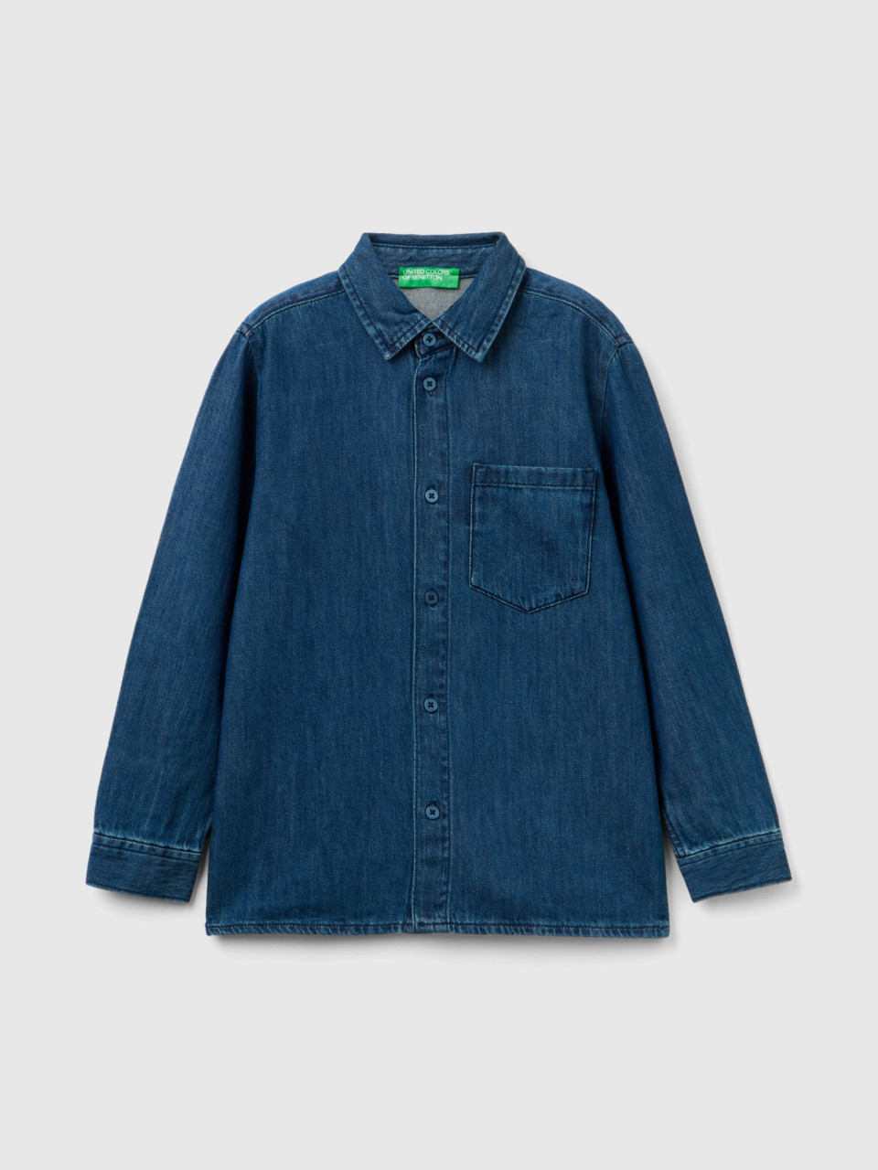 Benetton, Jean Shirt With Pocket, Blue, Kids