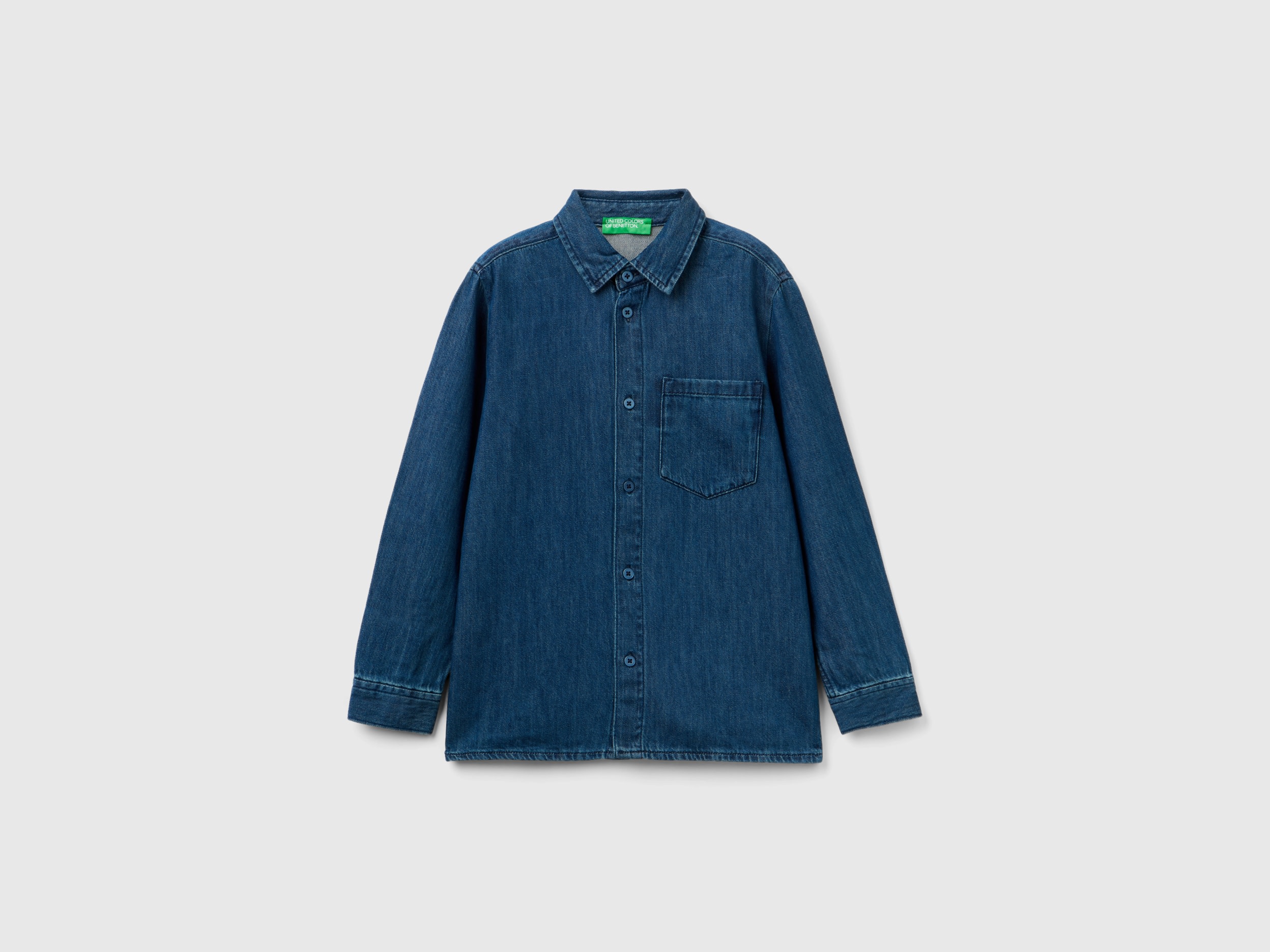 Benetton, Jean Shirt With Pocket, size M, Blue, Kids