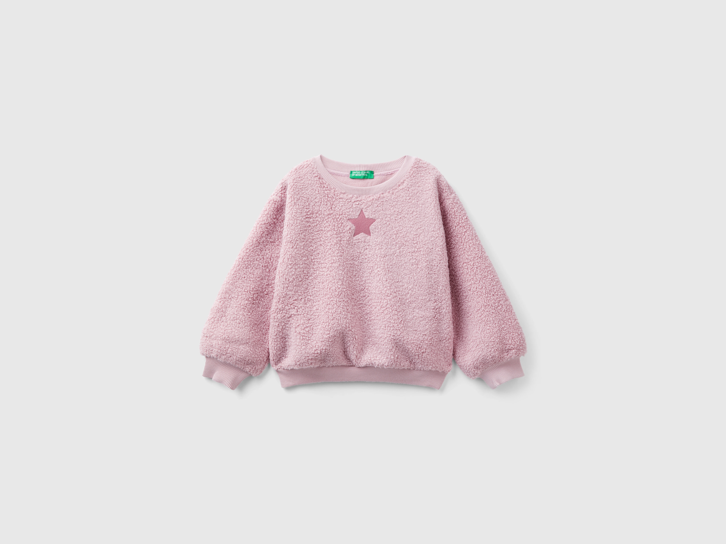 Benetton, Pullover Teddy Effect Sweatshirt, size 5-6, Pink, Kids