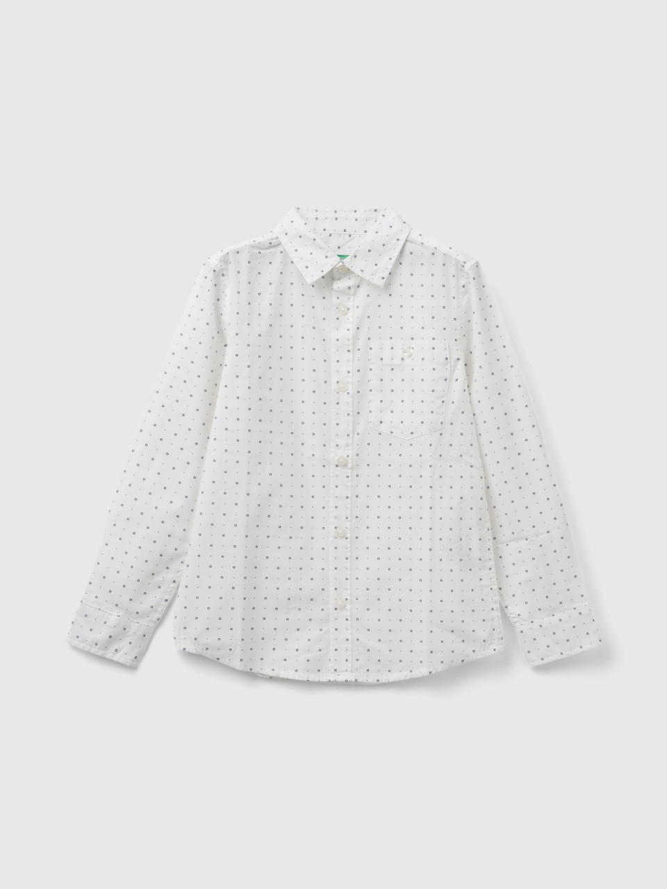 Benetton, Micro Pattern Shirt, White, Kids