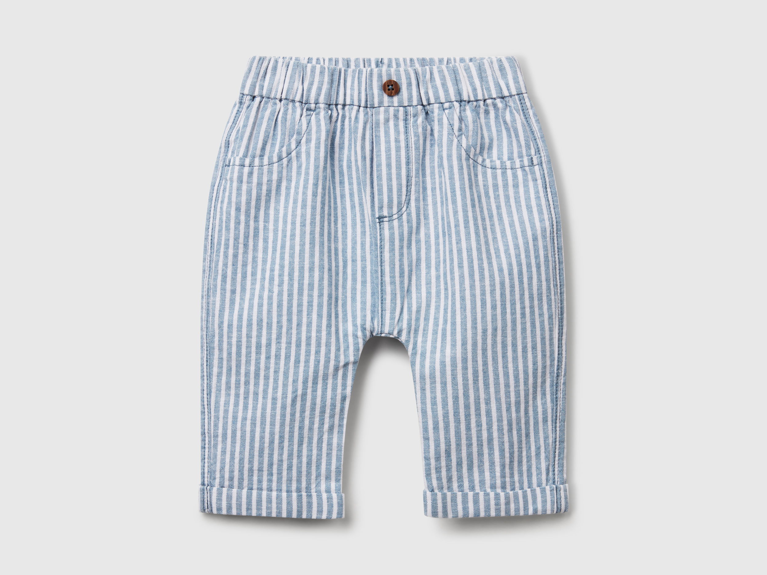 Benetton, Pantalon Rayé En Lin Mélangé, taille 3-6, Bleu, Enfants - United Colors of Benetton - Modalova