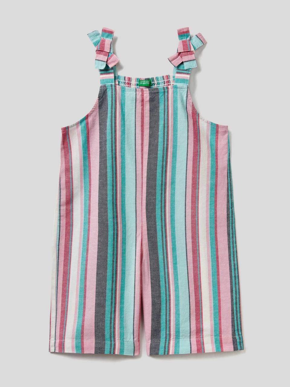 Benetton Striped jumpsuit with bows. 1