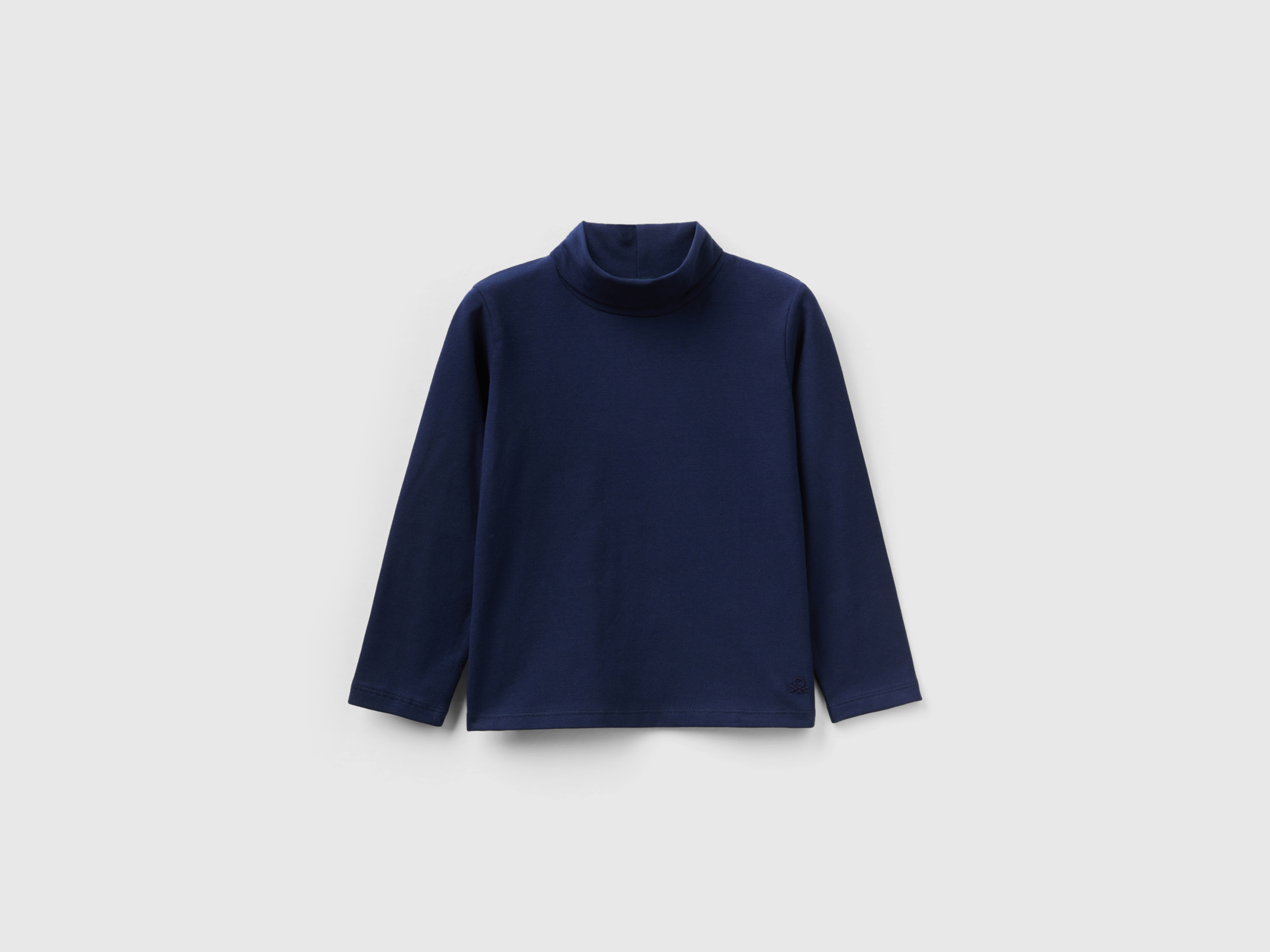 Benetton, Turtleneck T-shirt In Stretch Cotton, size 18-24, Dark Blue, Kids