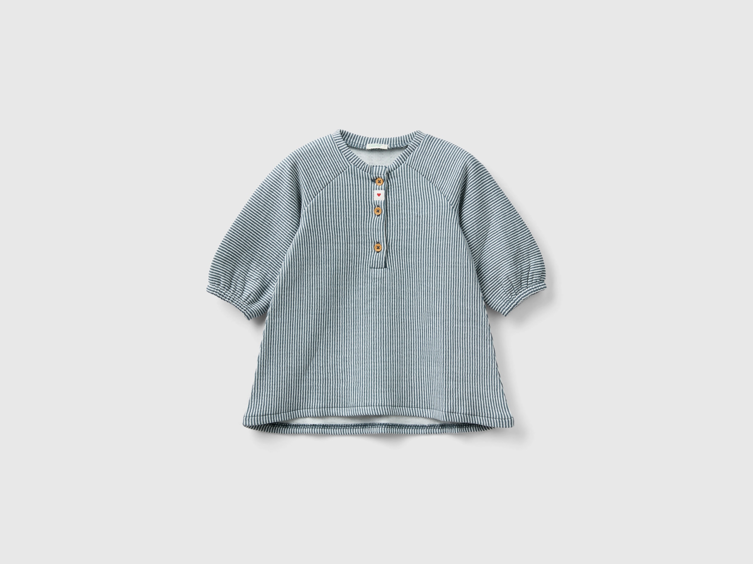 Benetton, Striped Dress In Pure Cotton, size 12-18, Gray, Kids