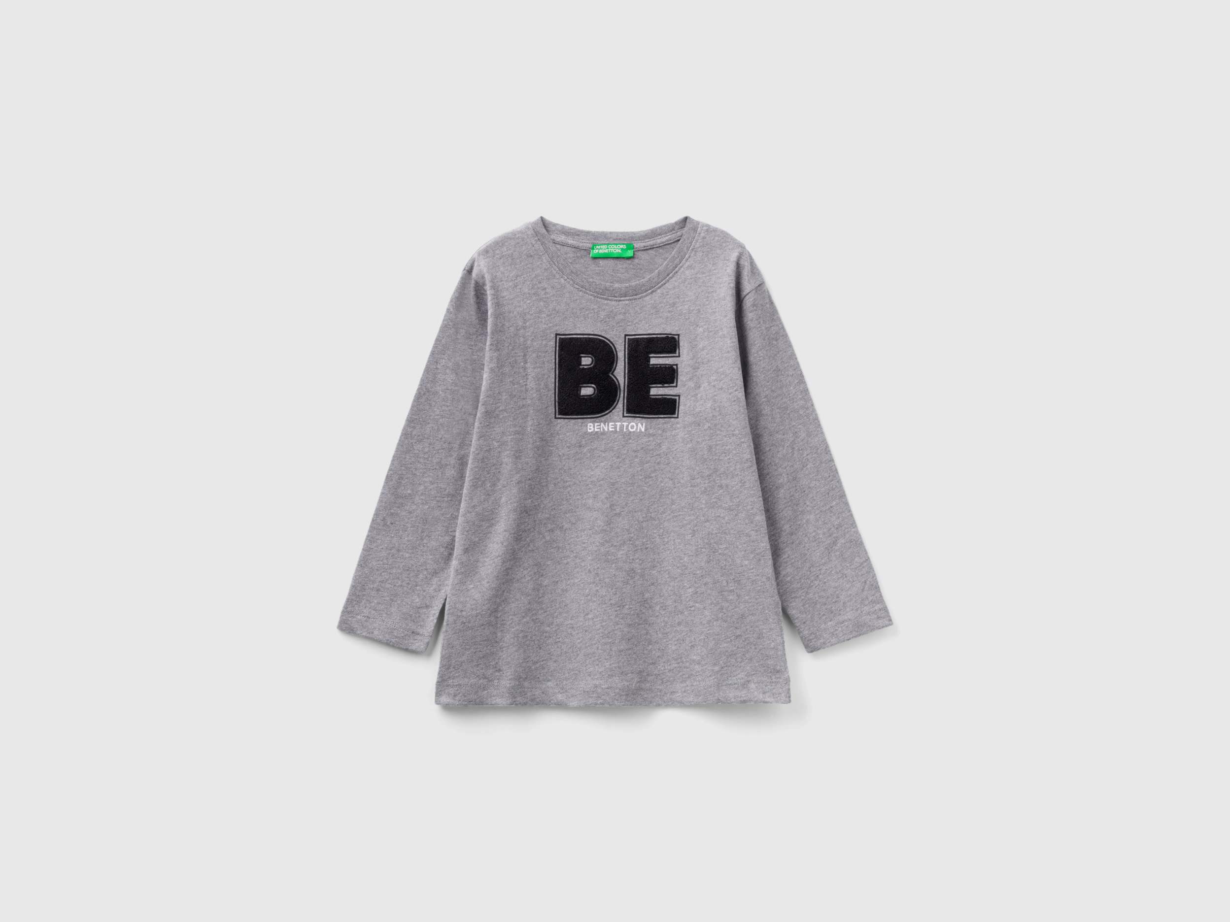 Benetton, T-shirt With Terry Embroidery, size 3-4, Dark Gray, Kids