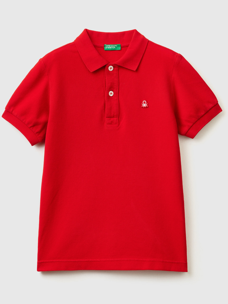 Benetton, Slim Fit Polo In 100% Organic Cotton, Red, Kids