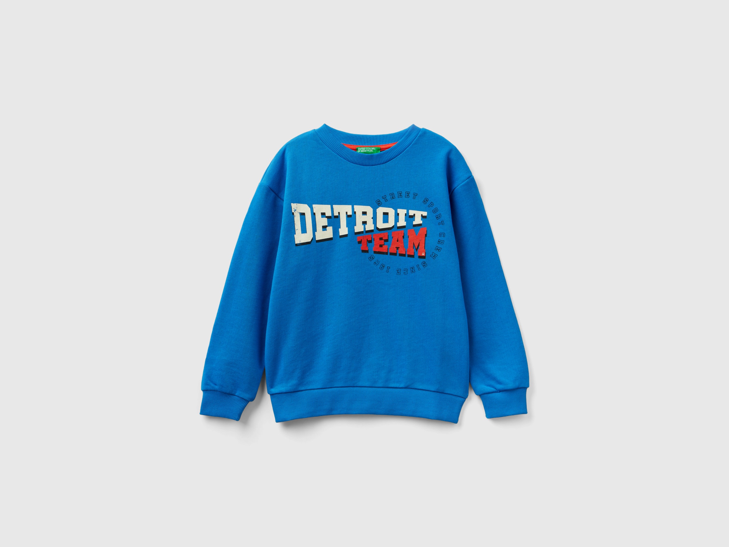 Benetton, Felpa Over Fit Stile College, Blu, Bambini