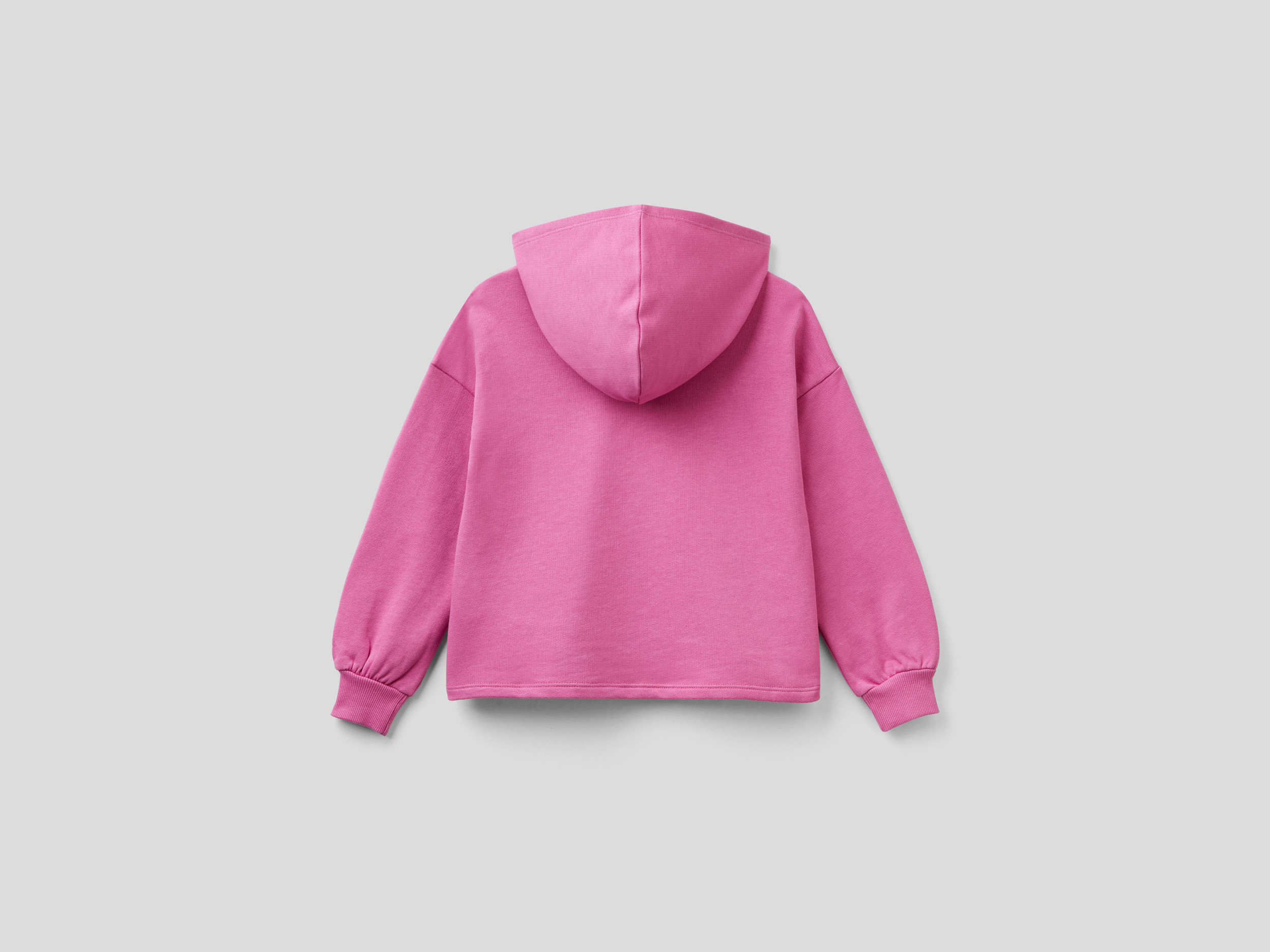 benetton, boxy sweatshirt in 100% cotton, taglia 2xl, cyclamen, kids