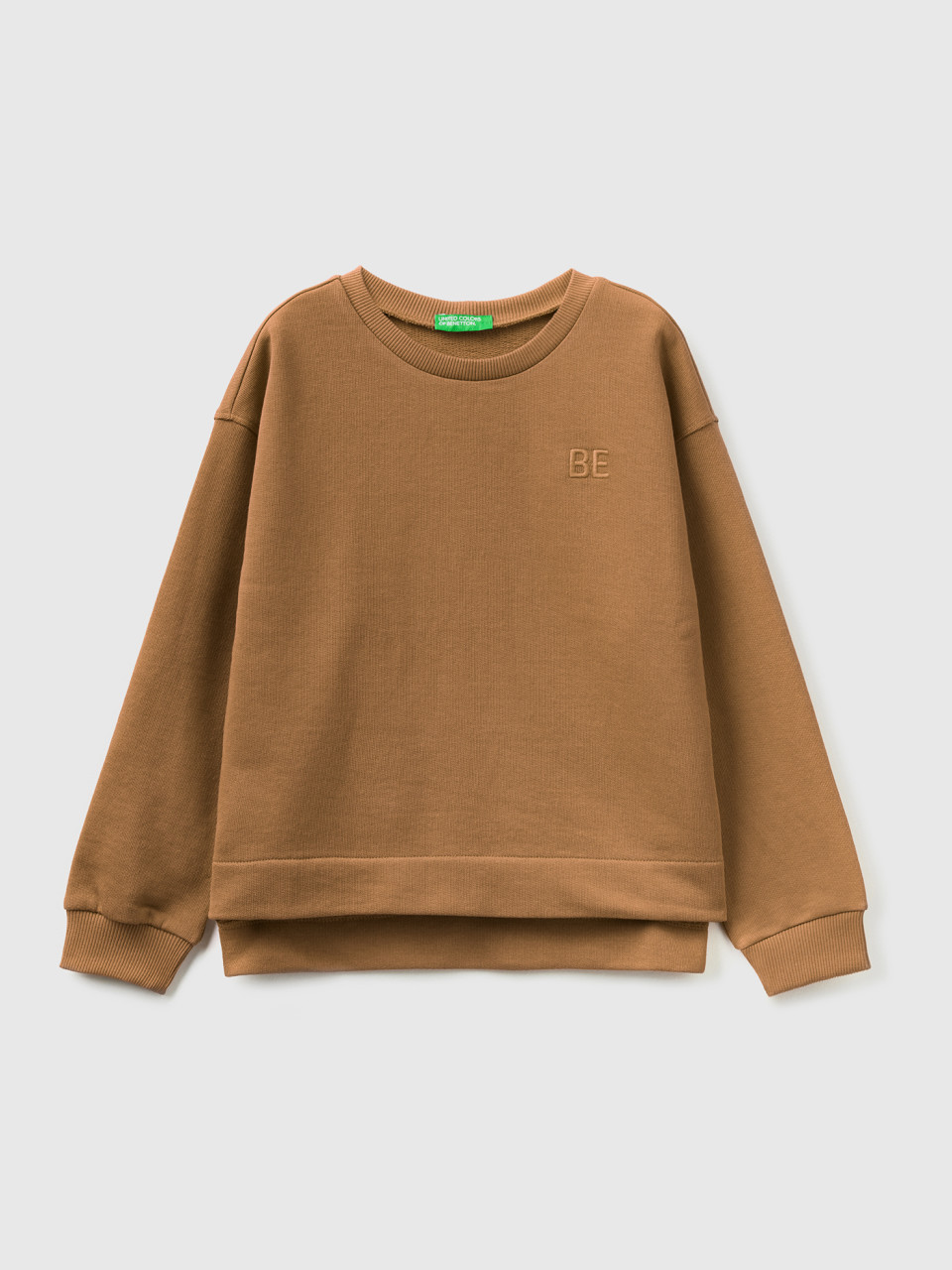 Benetton, Sweatshirt With be Embroidery, Camel, Kids
