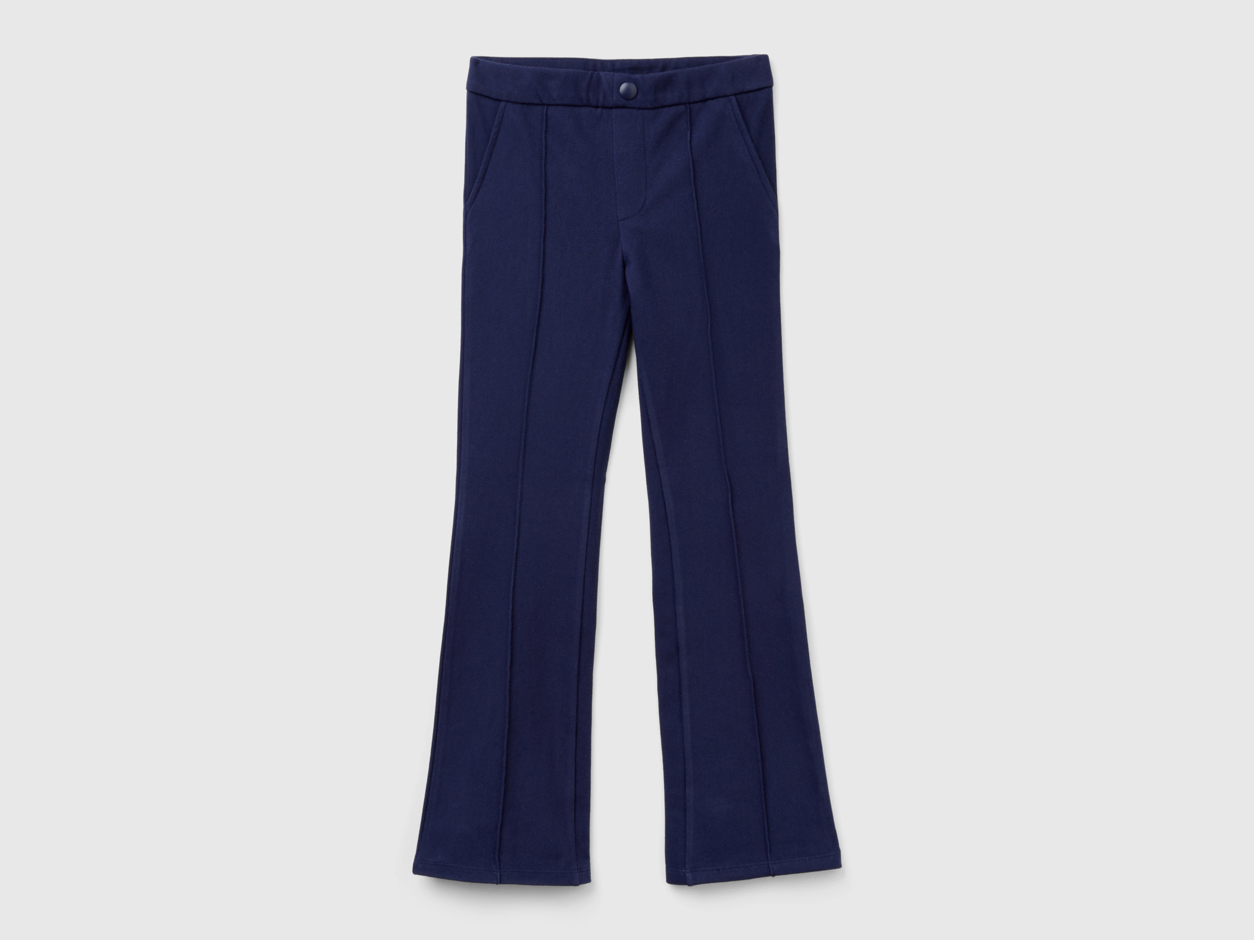 Benetton, Pantaloni A Zampa Super Stretch, Blu Scuro, Bambini
