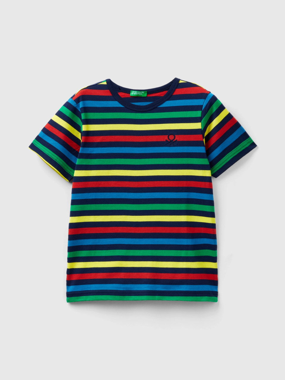 Benetton, Striped 100% Cotton T-shirt, Multi-color, Kids
