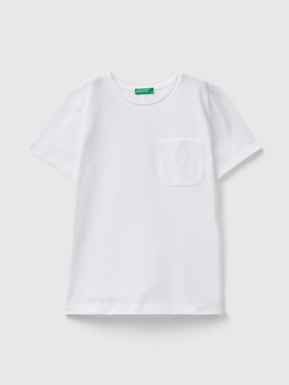 Benetton, Camiseta Con Bolsillo, Blanco, Niños