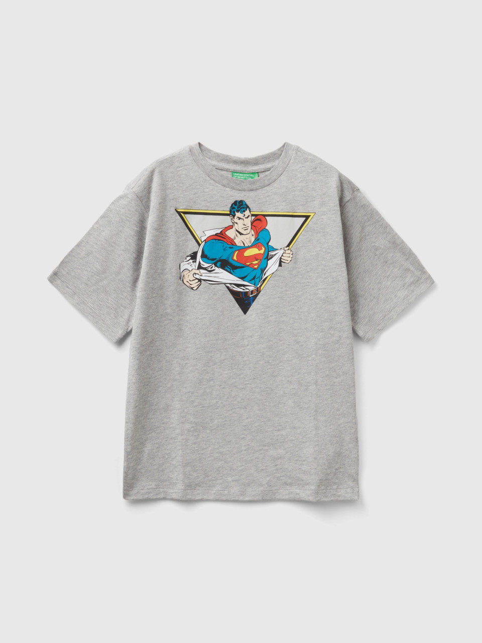 Benetton, Camiseta ©&™ Dc Comics Superman Gris Jaspeado, Gris Claro, Niños