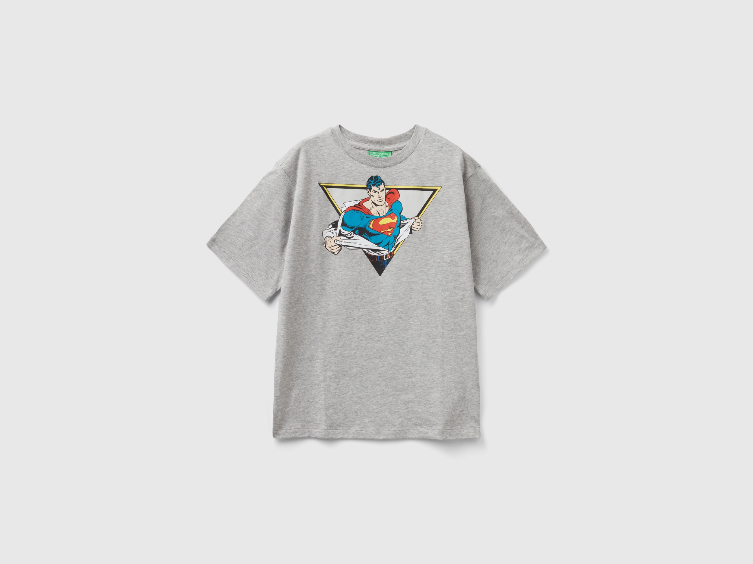 Benetton, T-shirt ©&™ Dc Comics Superman Grigio Mélange, Grigio Chiaro, Bambini