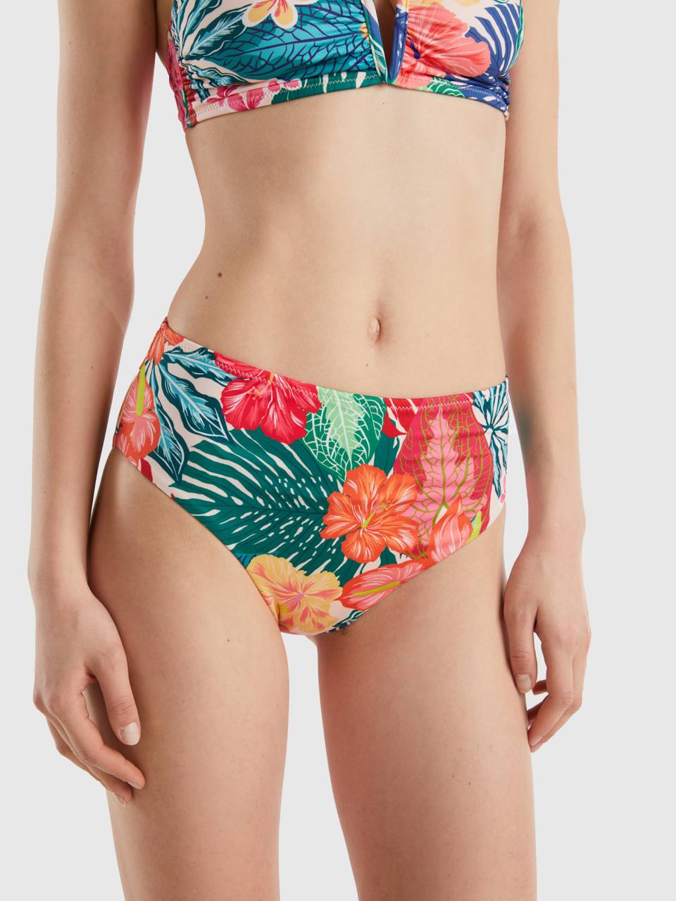 Benetton high-waisted floral swim bottoms. 1