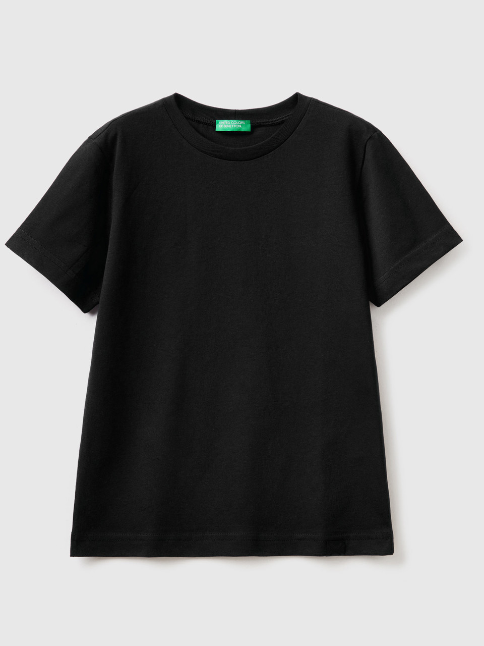 Benetton, Camiseta De Algodón Orgánico, Negro, Niños