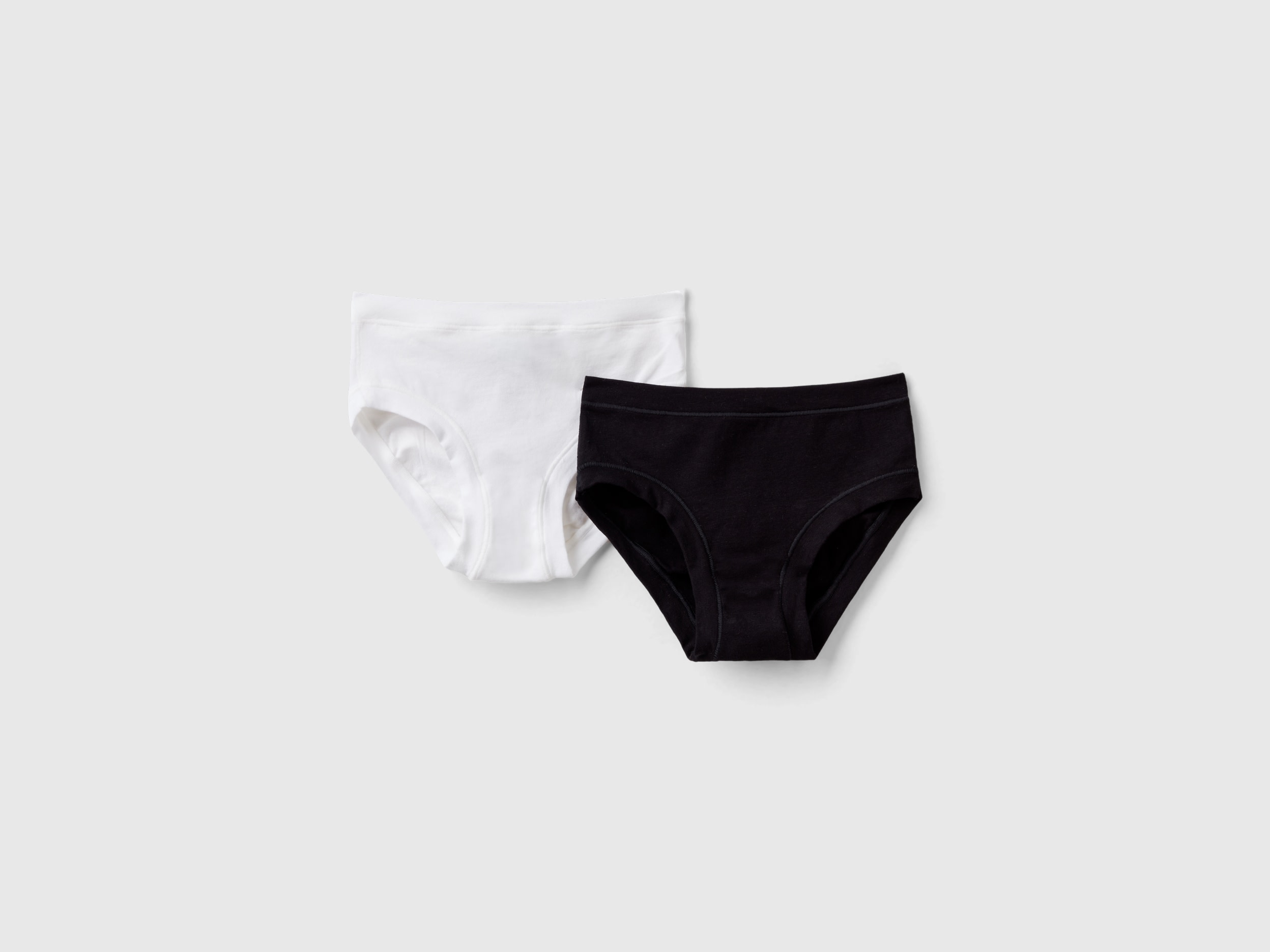 Image of Benetton, Two Underwear In Stretch Organic Cotton, size XXS-XS, Multi-color, Kids