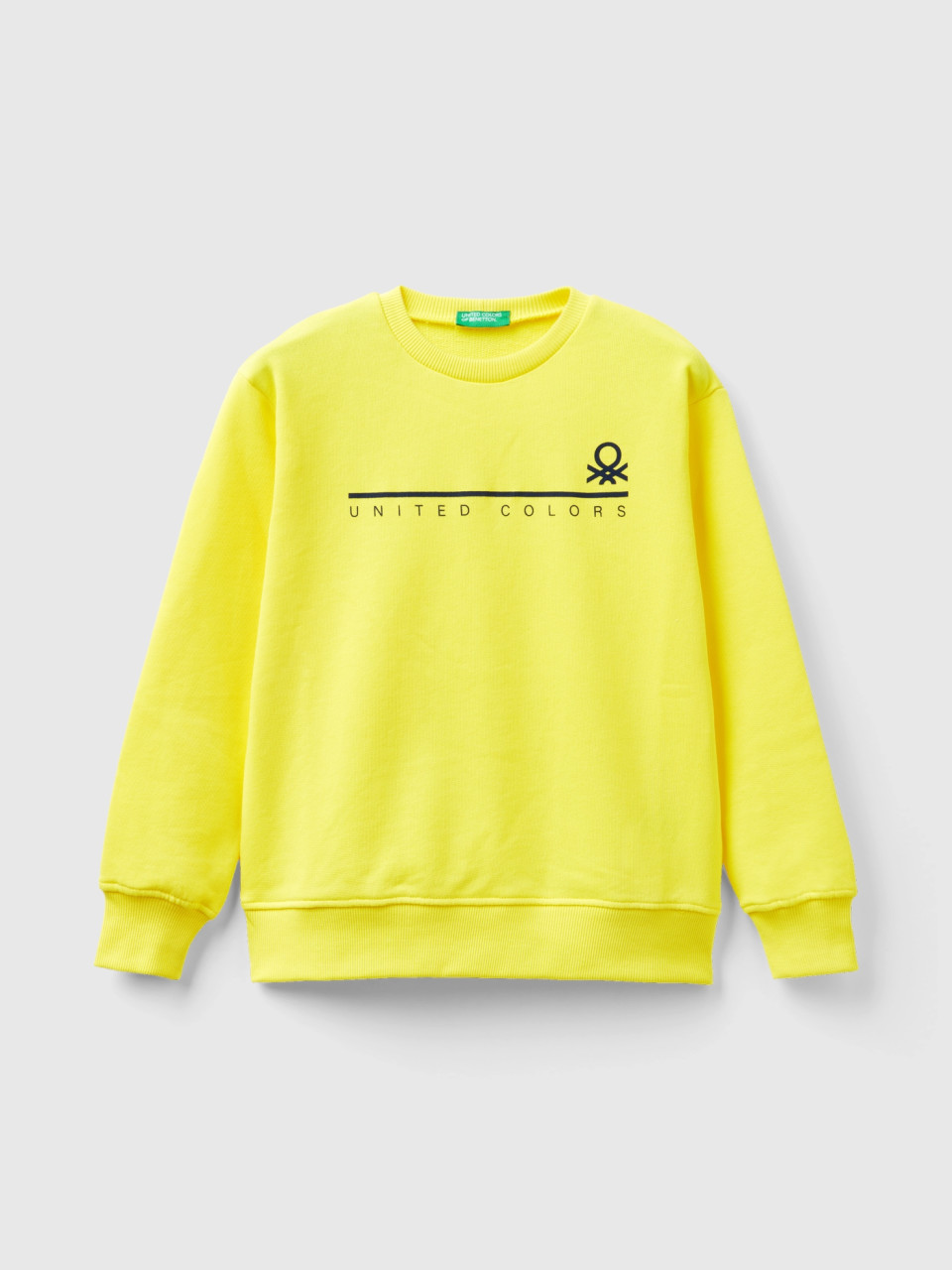 Benetton, Sweatshirt With Logo Print, Yellow, Kids