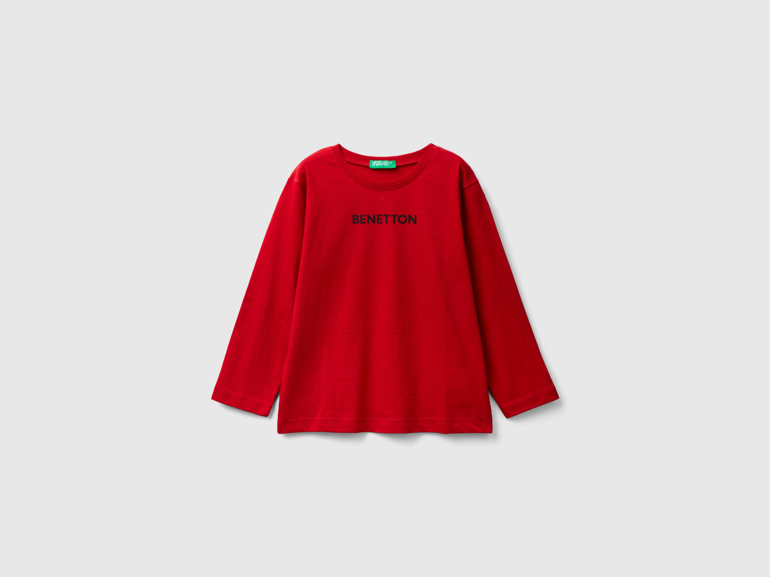 Benetton, Long Sleeve T-shirt With Logo, size 12-18, Red, Kids