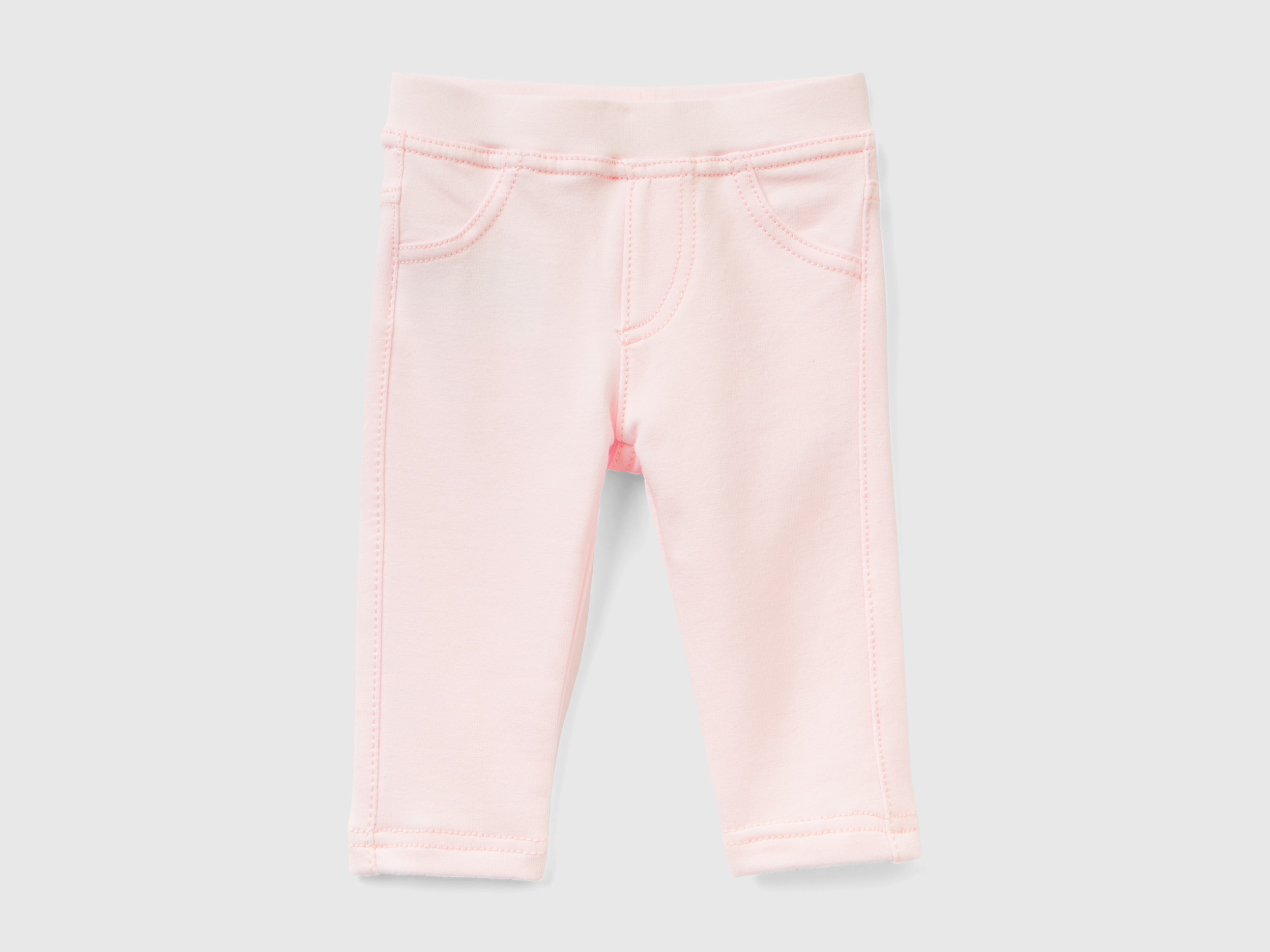Benetton, Stretch Sweat Fabric Jeggings, size 6-9, Soft Pink, Kids