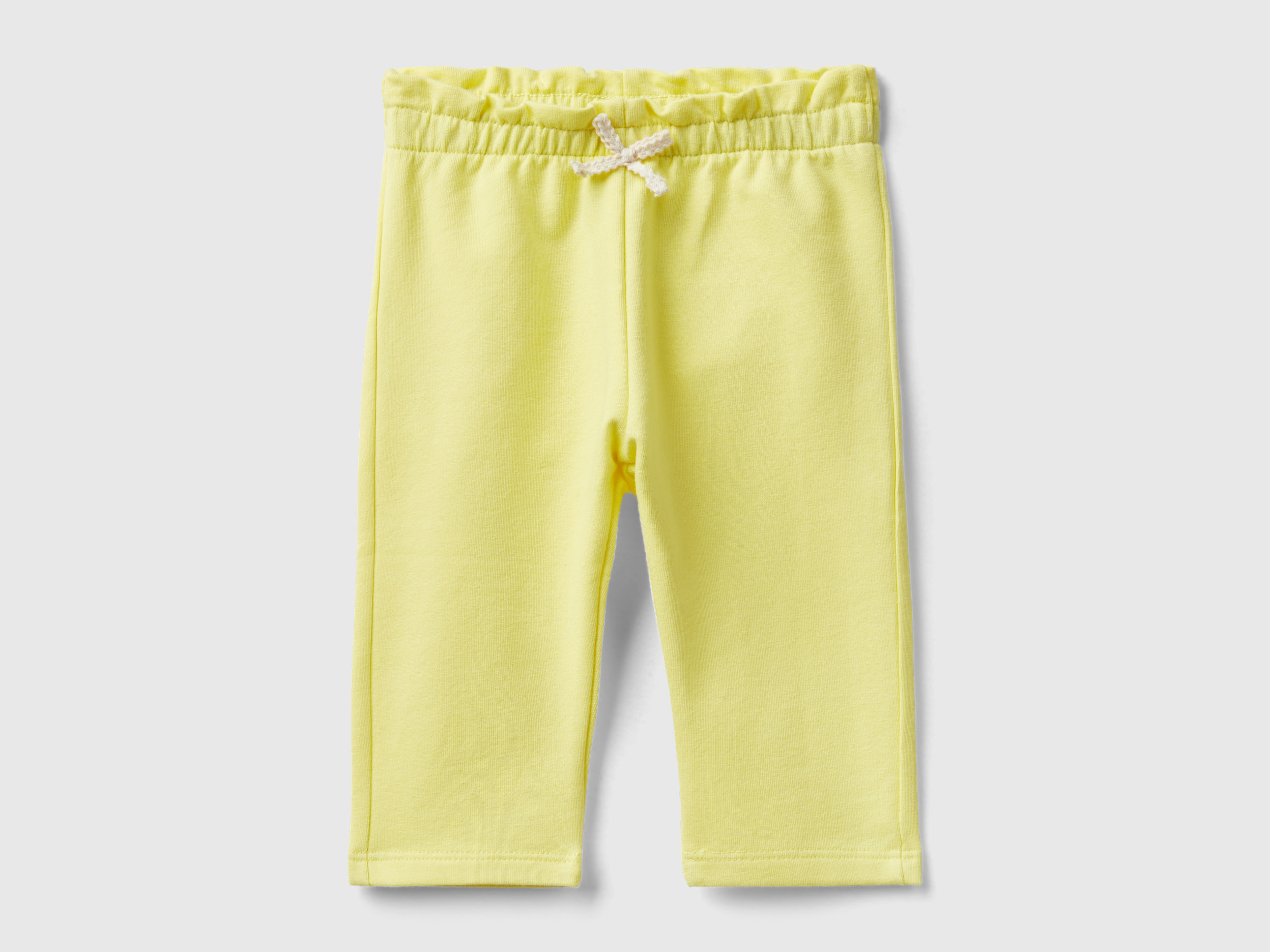 Image of Benetton, Stretch Organic Cotton Sweatpants, size 68, Yellow, Kids