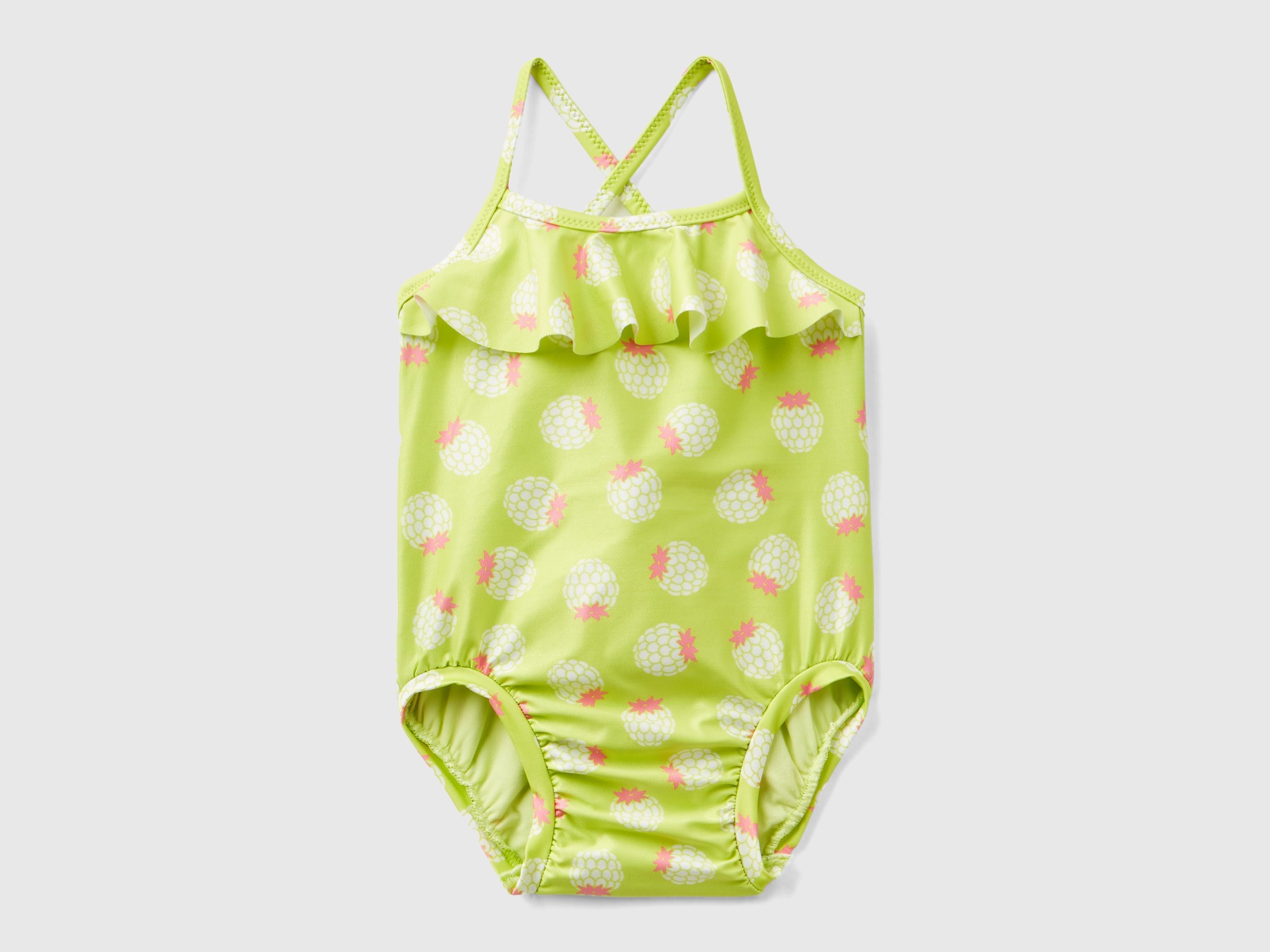 Benetton, Costume Intero Con Stampa Frutta, Giallo, Bambini