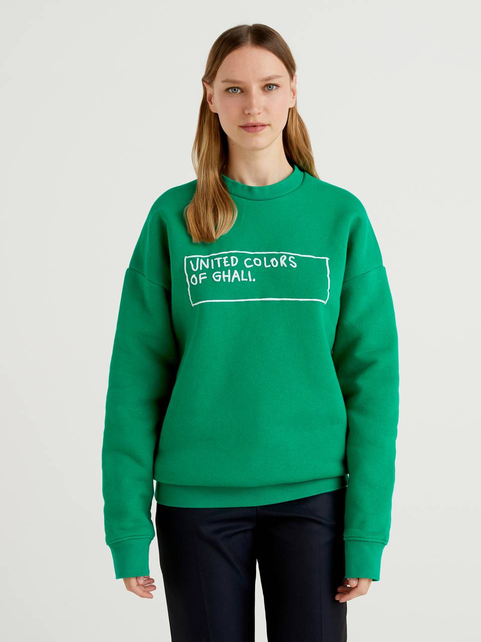 Benetton Green crew neck sweatshirt with print by Ghali. 1
