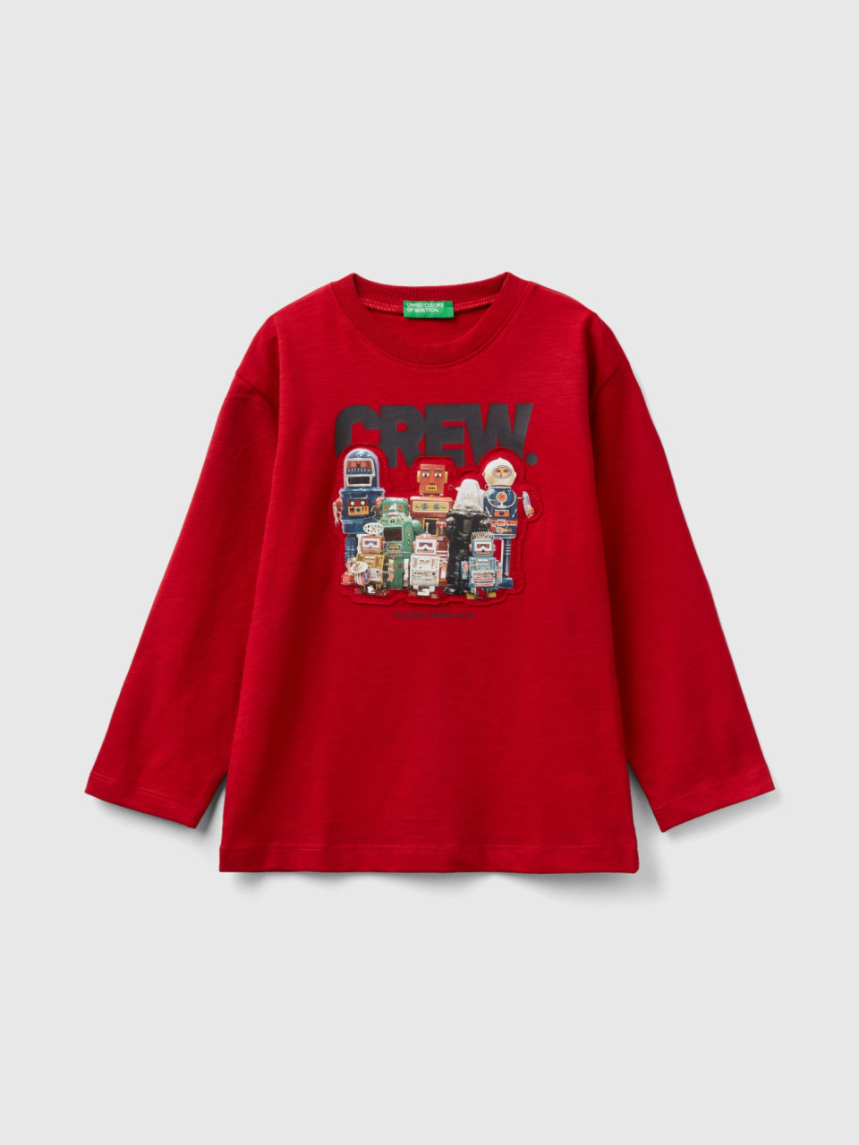 Benetton, Oversized Fit T-shirt With Print And Patch, Red, Kids
