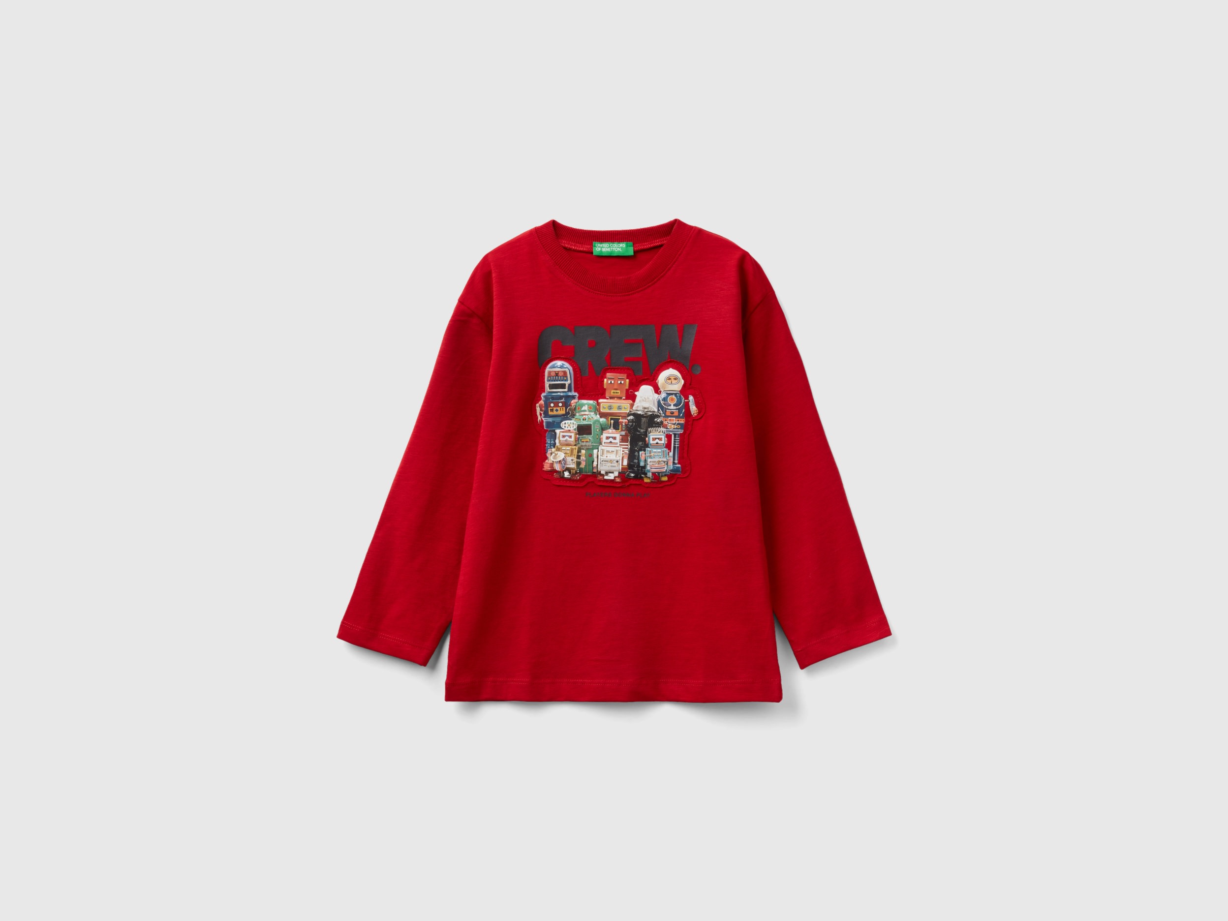 Benetton, Oversized Fit T-shirt With Print And Patch, size 12-18, Red, Kids