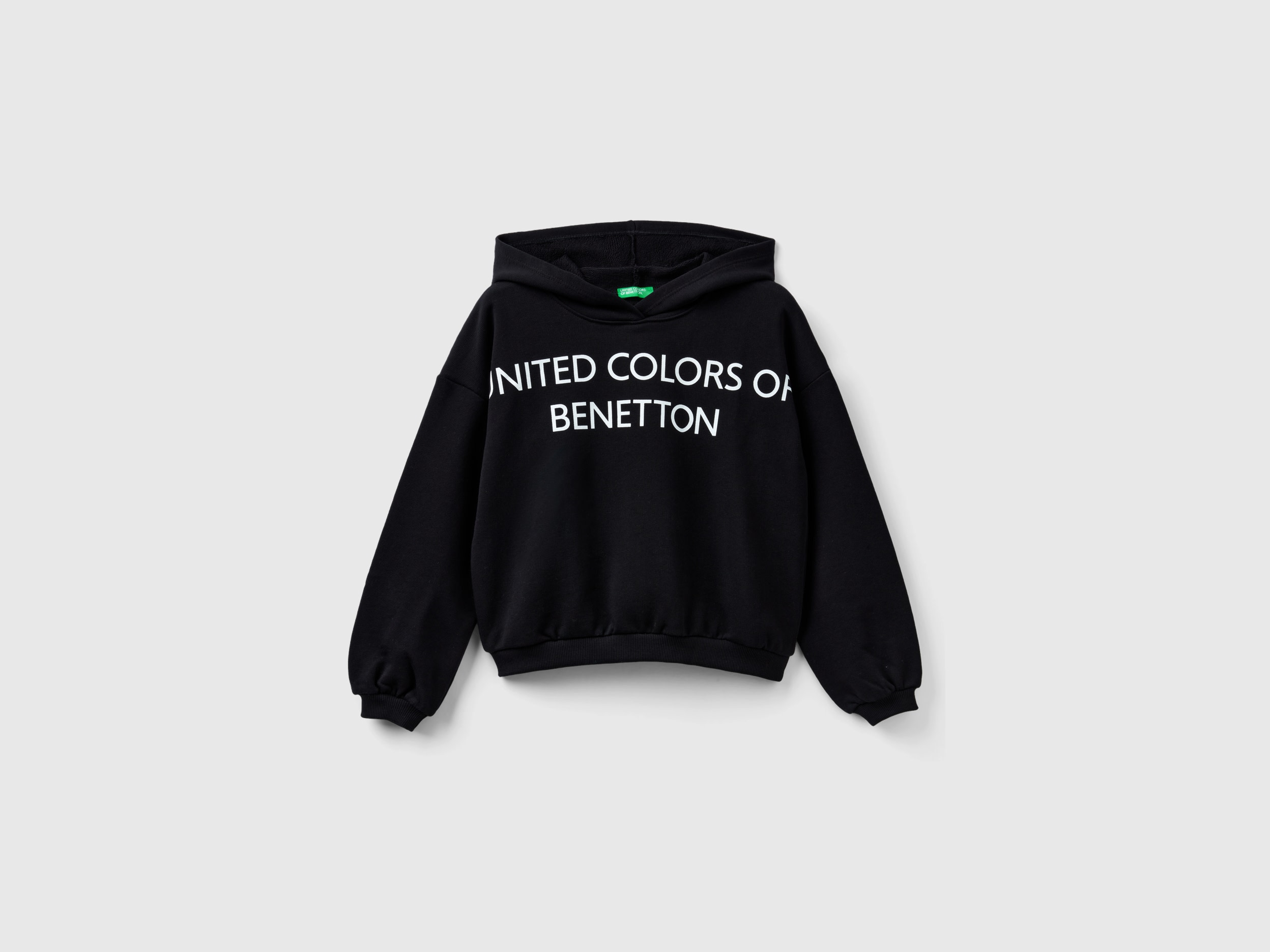 Benetton, Hoodie With Maxi Logo, size M, Black, Kids