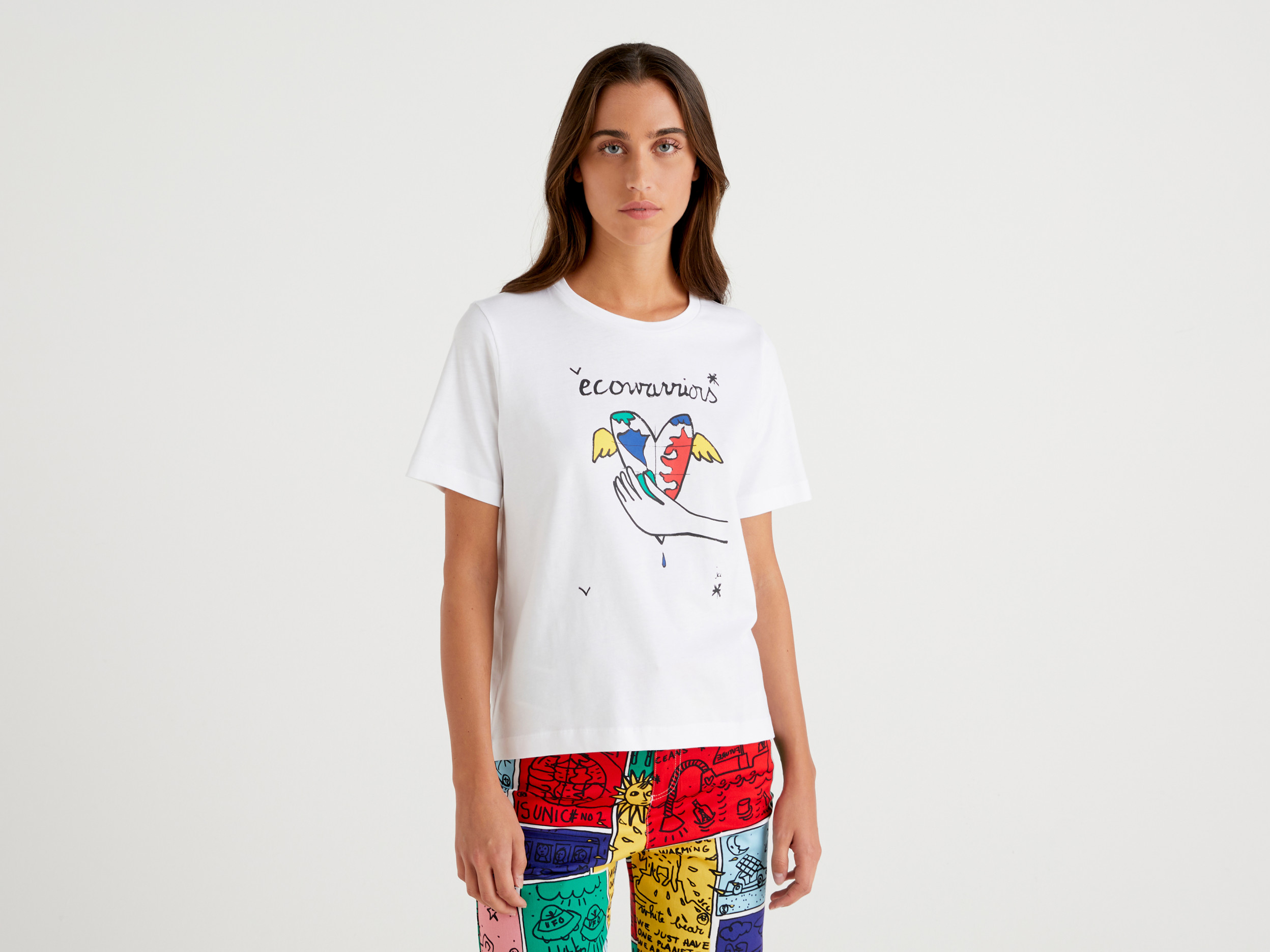 Benetton, T-shirt À Imprimé Jccxucb, taille XS, Blanc, Femme