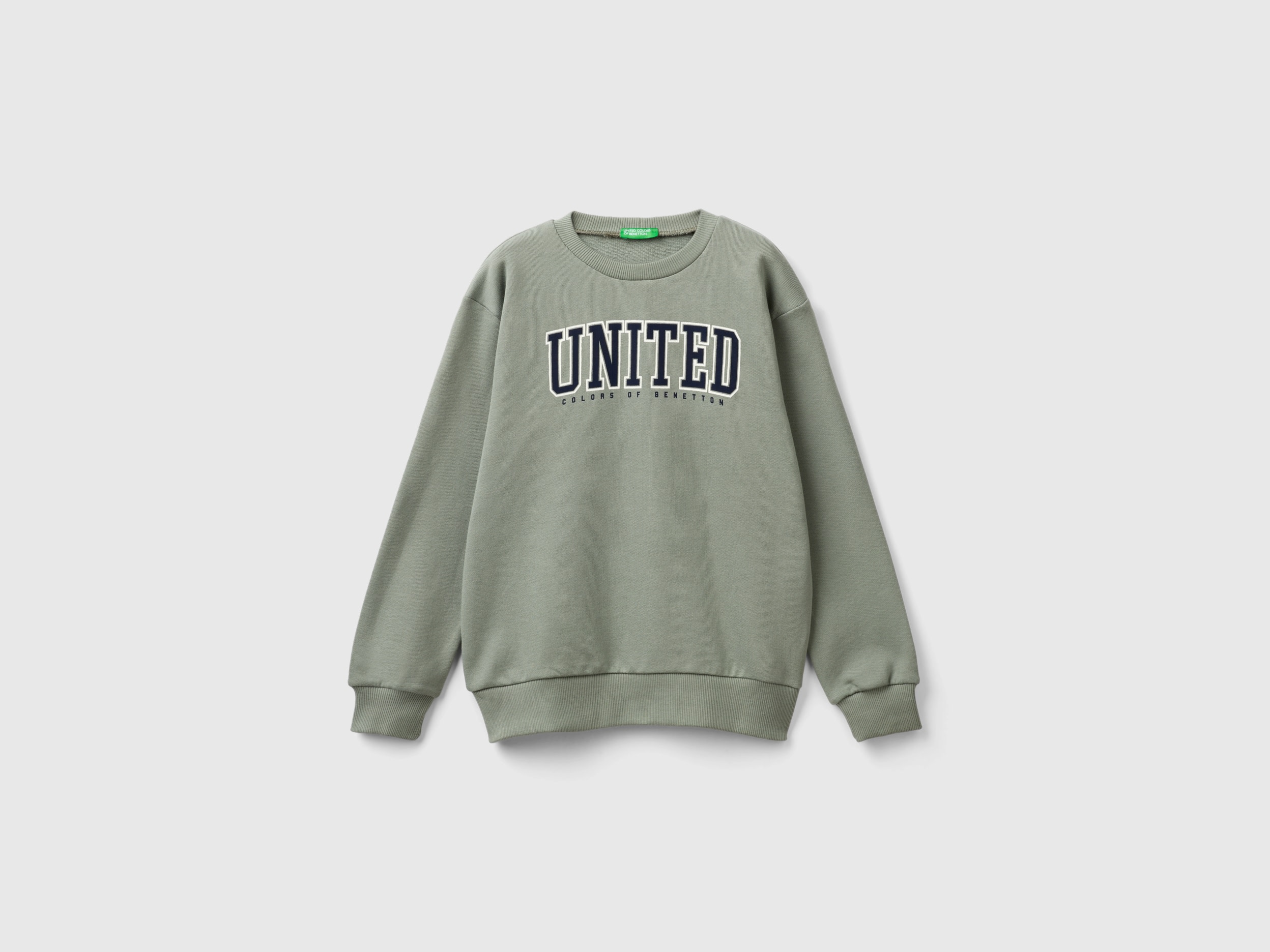 Benetton, Felpa Con Stampa Logo, Verde Chiaro, Bambini