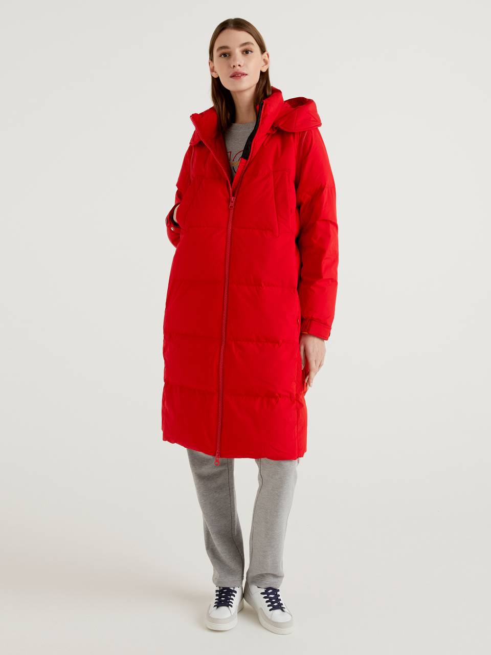 Benetton Long puffer jacket with removable sleeves. 1