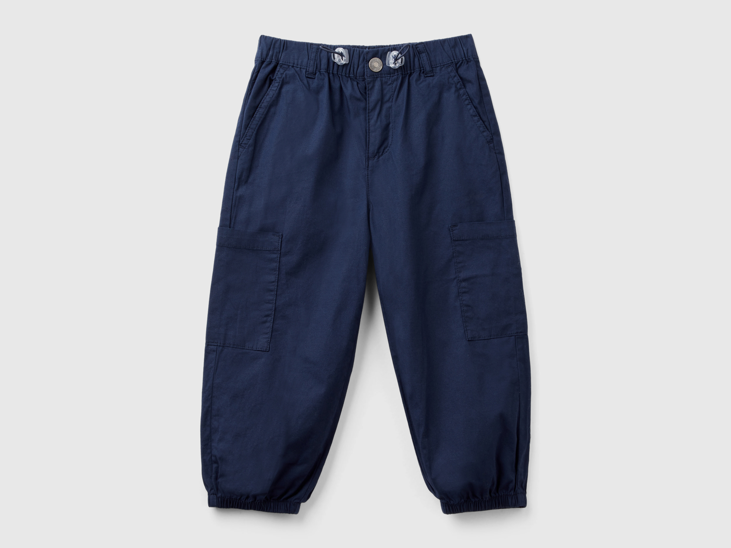Benetton, Stretch Cotton Parachute Trousers, size 2-3, Dark Blue, Kids