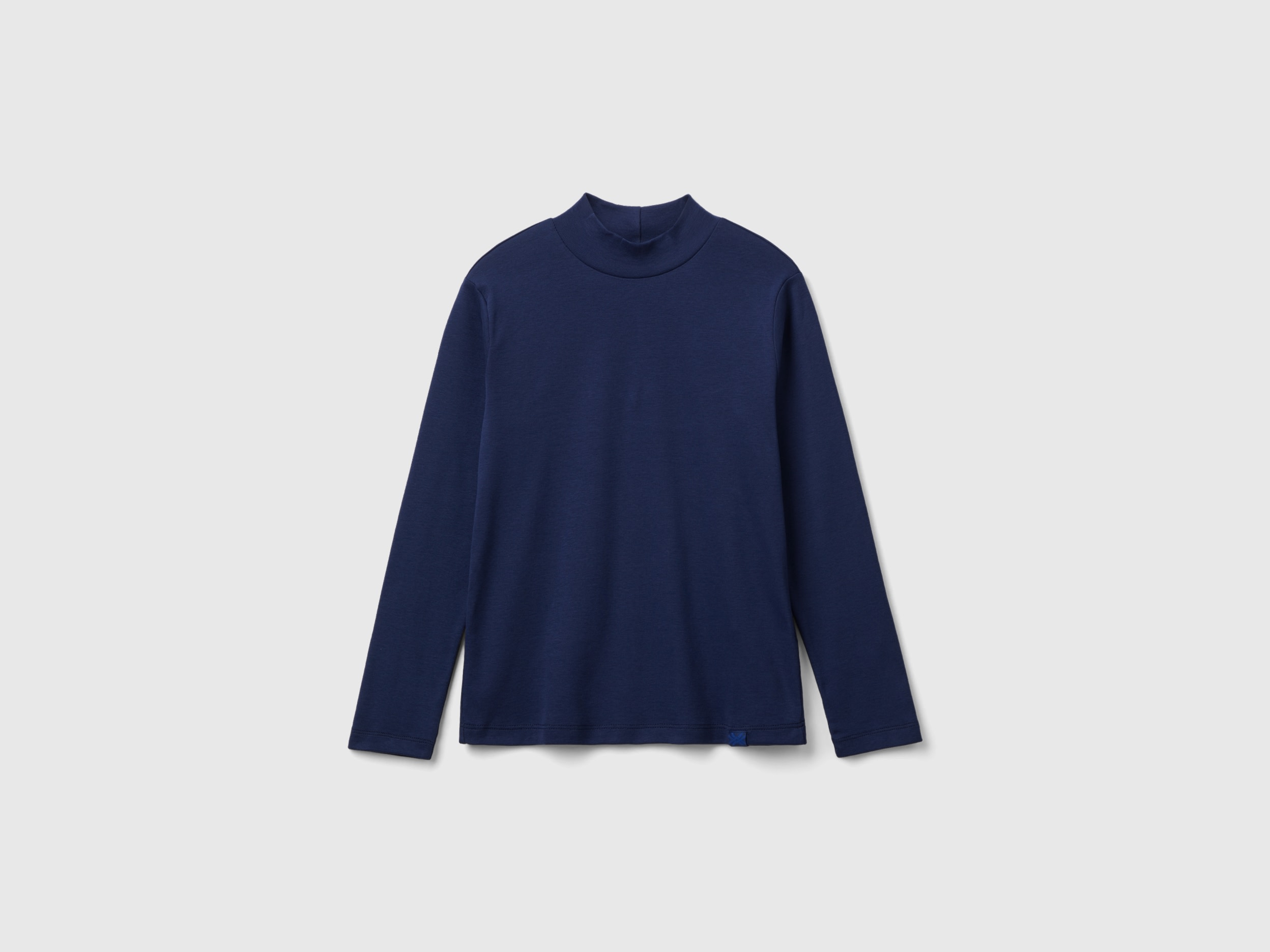 Benetton, Rubbed Knit Turtleneck T-shirt, size L, Dark Blue, Kids